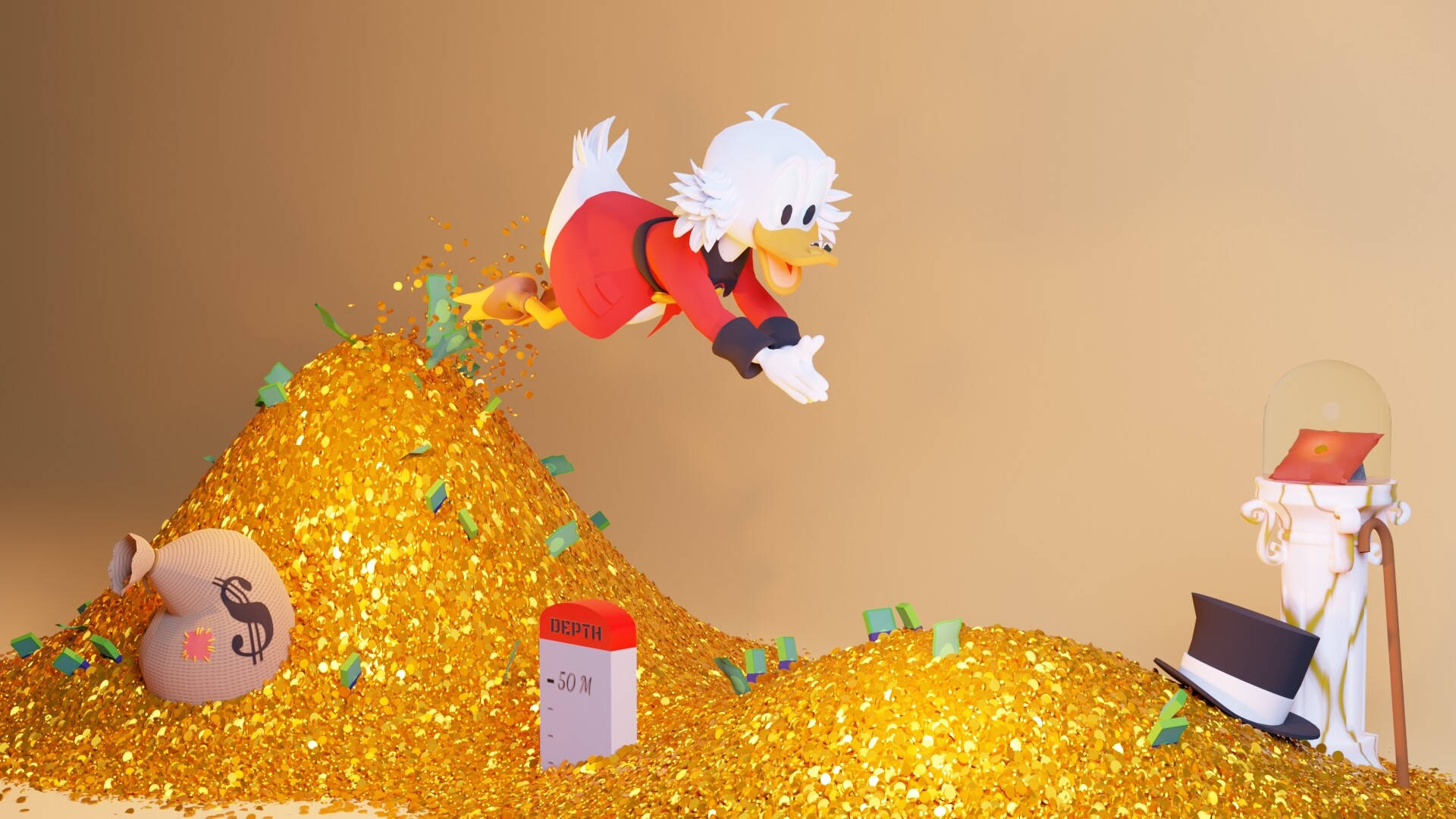 1920x1080 Download Scrooge Mcduck In Mountains Of Gold Wallpaper