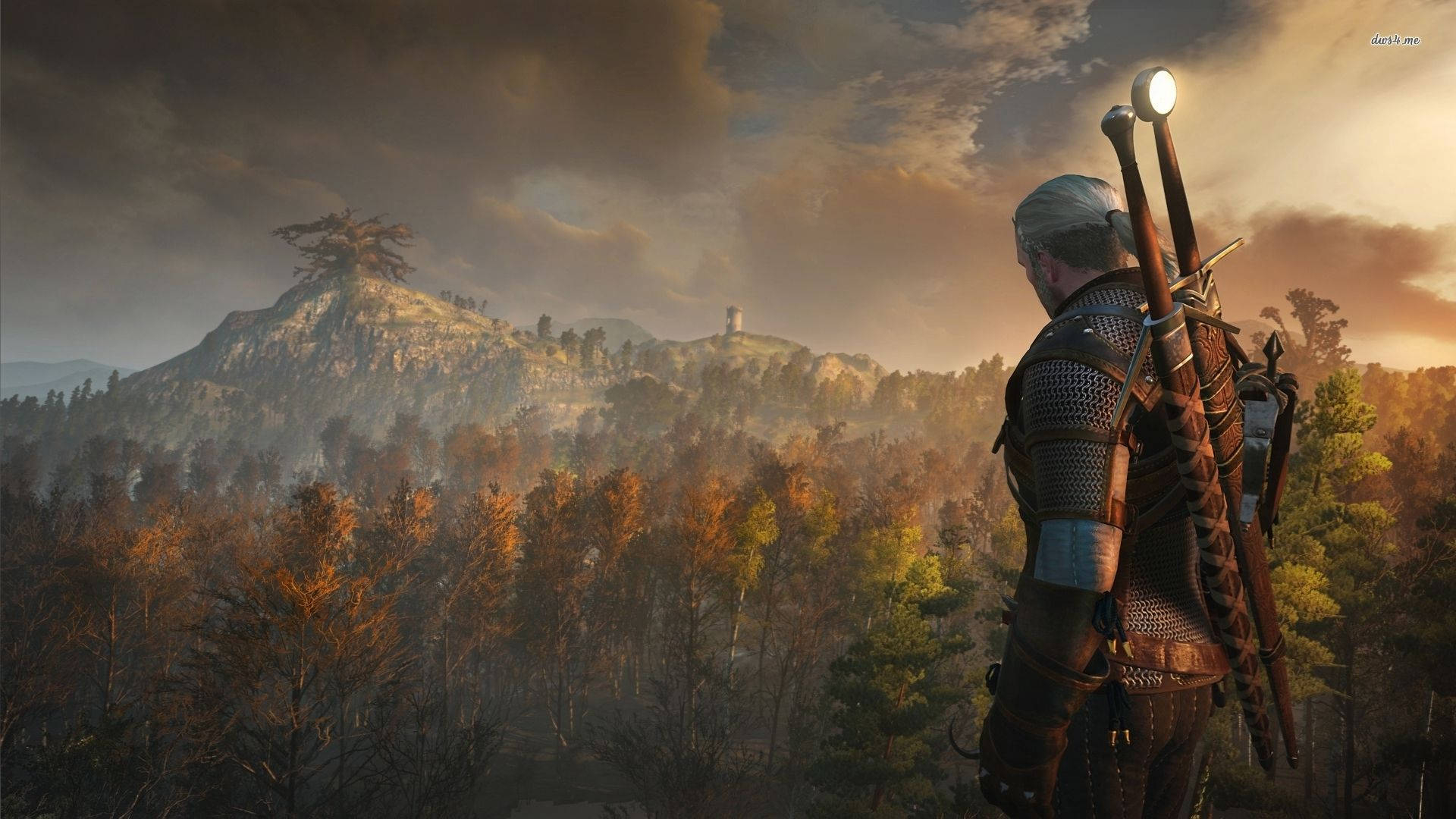 1920x1080 Download The Witcher 3 Geralt Mountain Landscape Wallpaper