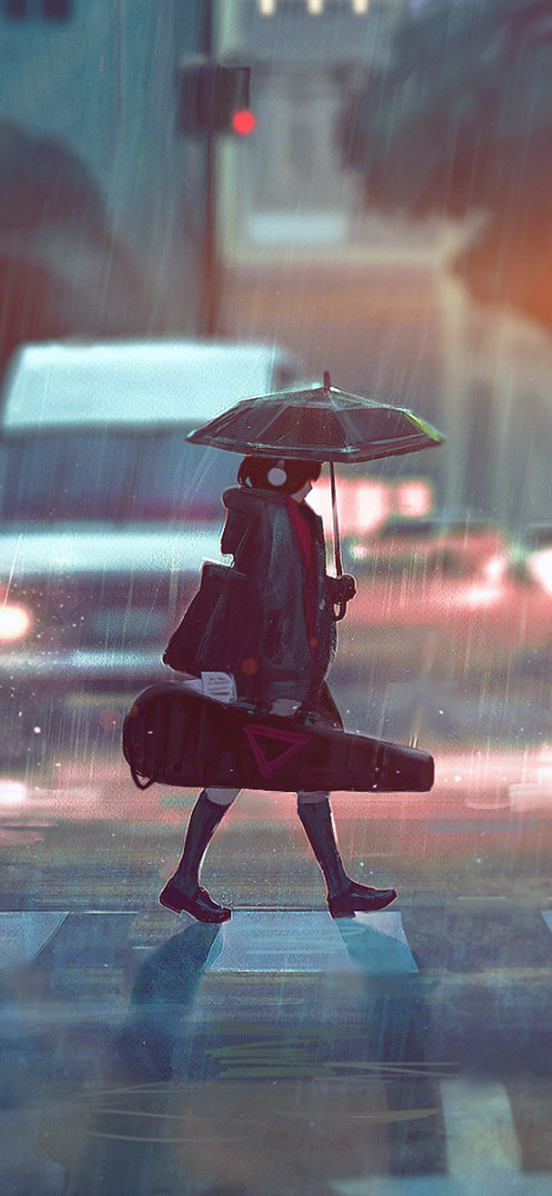 1125x2436 | iPhone X wallpaper | bc90-rainyday-anime-paint-girl-art-illustration-flare