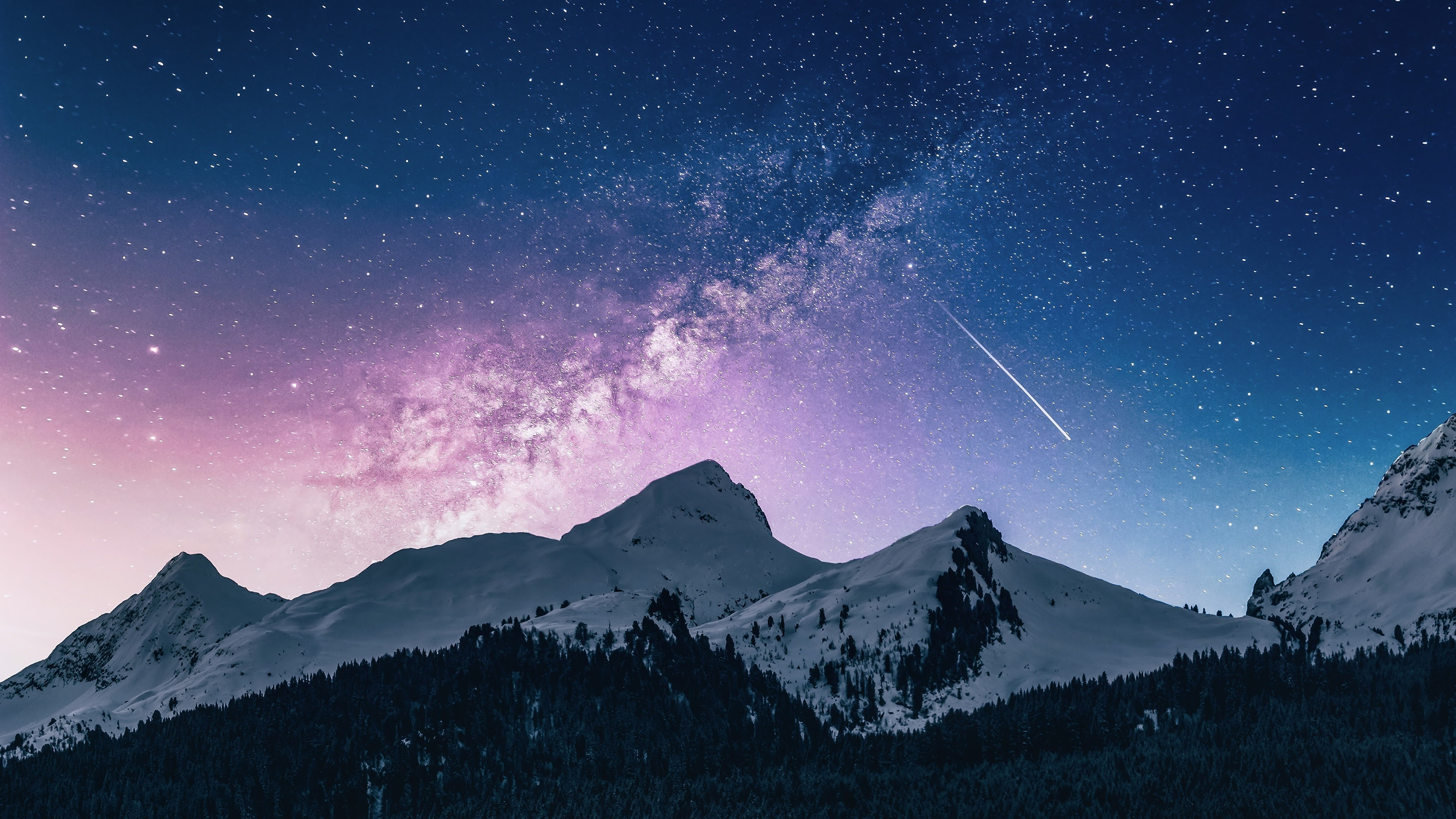 3840x2160 Night Sky Stars Comet Mountains 4K Wallpaper #35