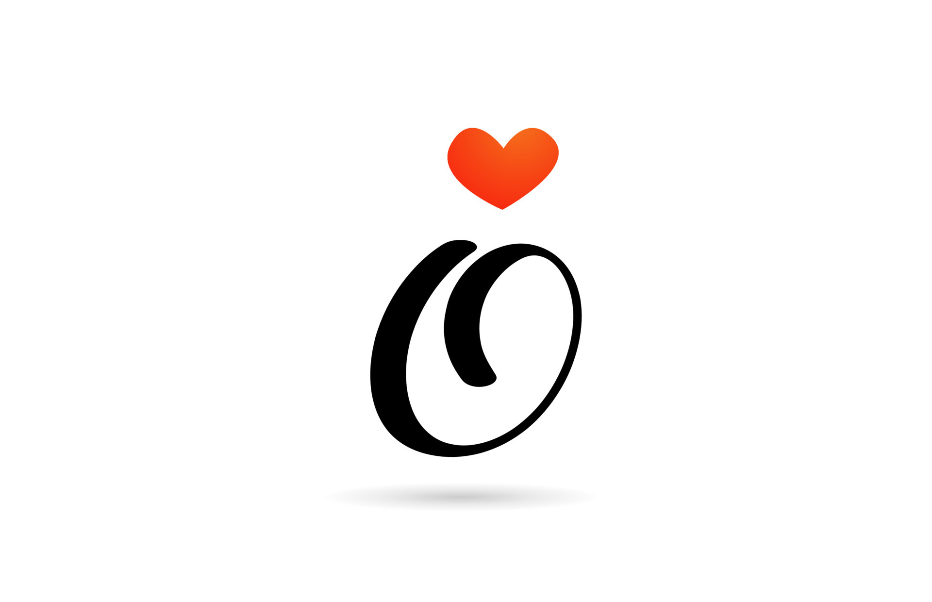 1920x1240 handwritten O alphabet letter icon logo design. Creative template for business with love heart 5865886 Vector Art