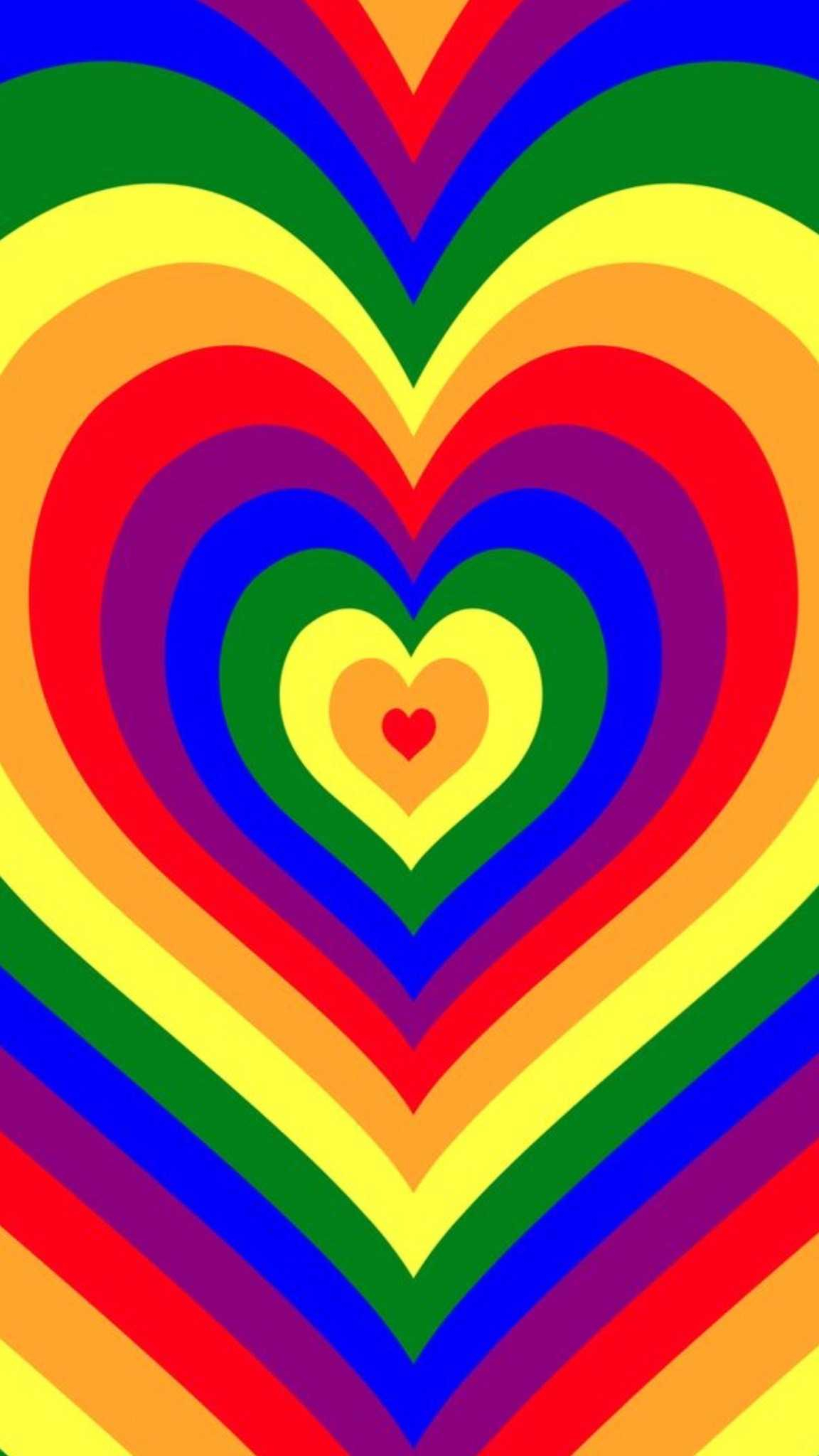 1152x2048 Rainbow Heart Wallpaper