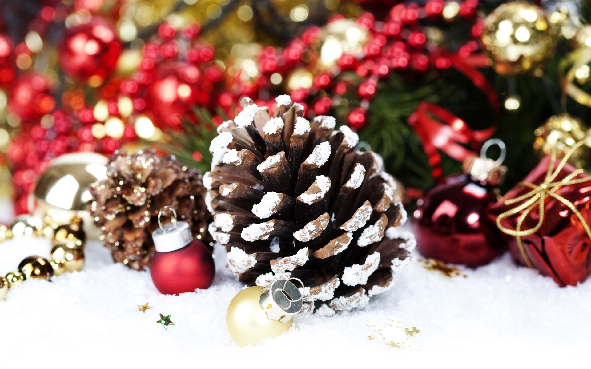 1920x1200 Christmas decoration with Pine Cone by Copyright: Natalia Klenova Desktop Wallpaper