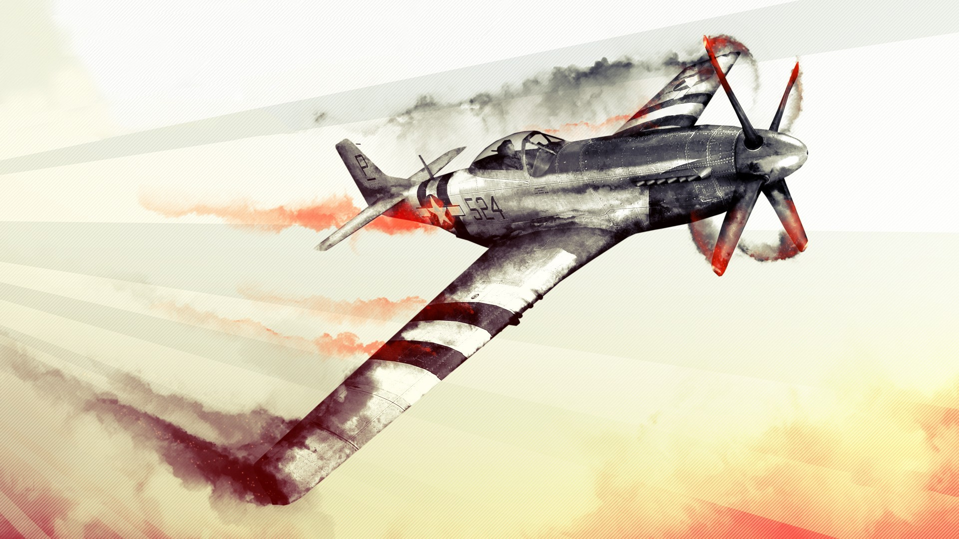 1920x1080 Wallpaper : illustration, red, vehicle, airplane, Ford Mustang, military aircraft, watercolor, North American P 51 Mustang, jet fighter, World War II, War Thunder, aviation, wing, atmosphere of earth, fighter aircraft, aircraft engine