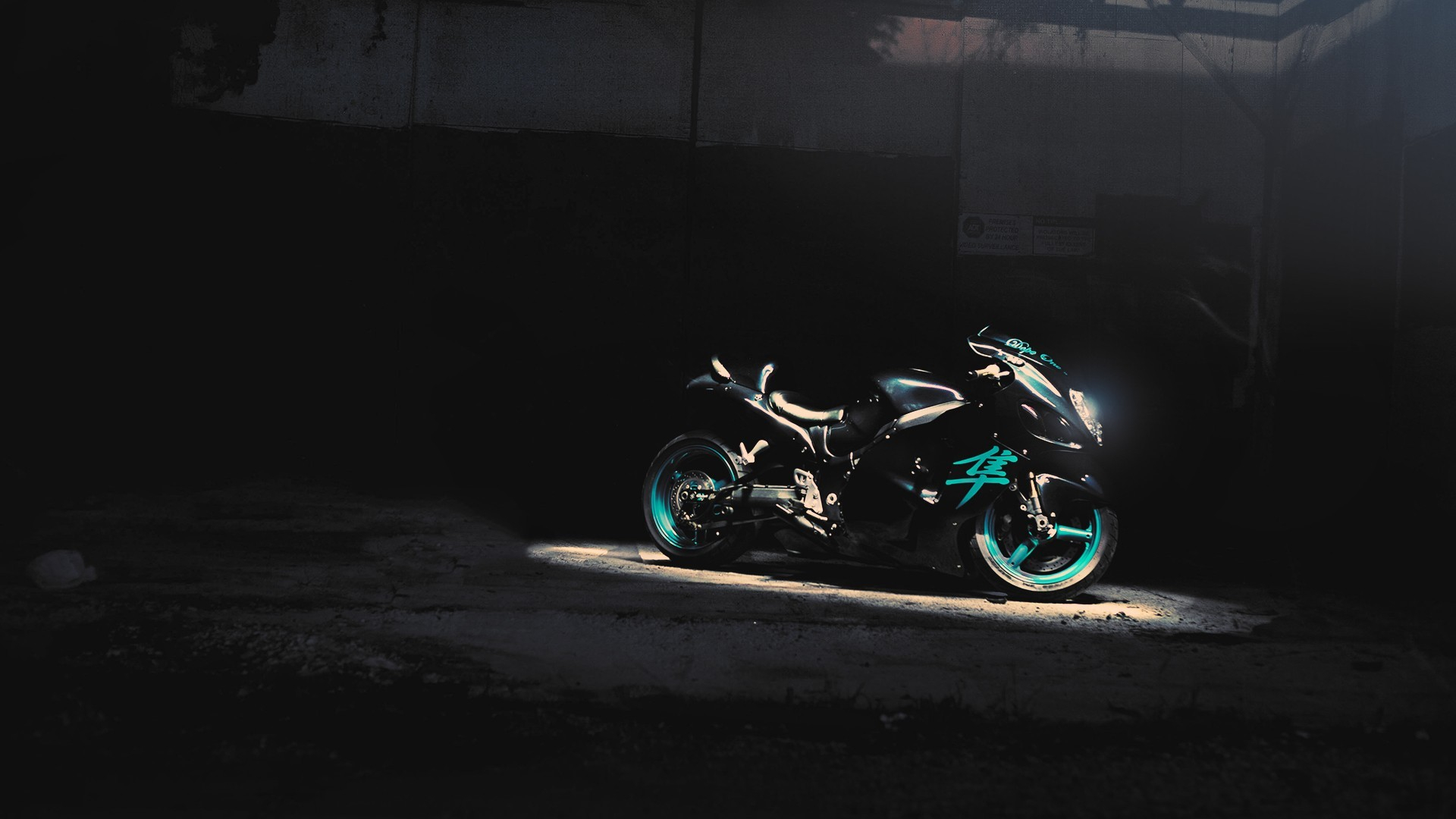1920x1080 Wallpaper : black, night, motorcycle, vehicle, blue, superbike, Suzuki, Hayabusa, light, darkness, screenshot, px, computer wallpaper goodfon 542334 HD Wallpapers