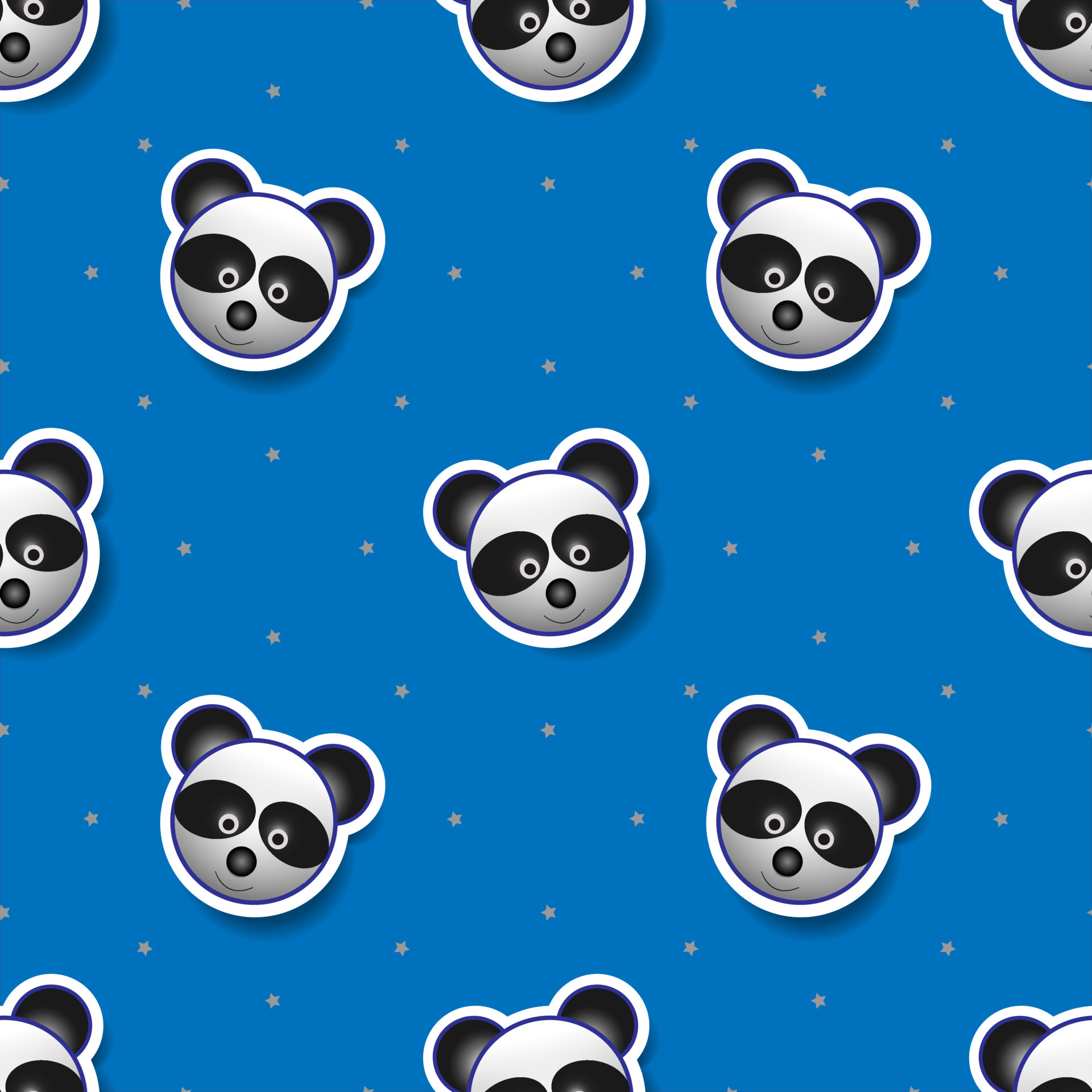 1920x1920 vector illustration of panda bear animal face design. blue background. Seamless pattern designs for wallpapers, backdrops, covers, paper cut, stickers and prints on fabric. 4411895 Vector Art