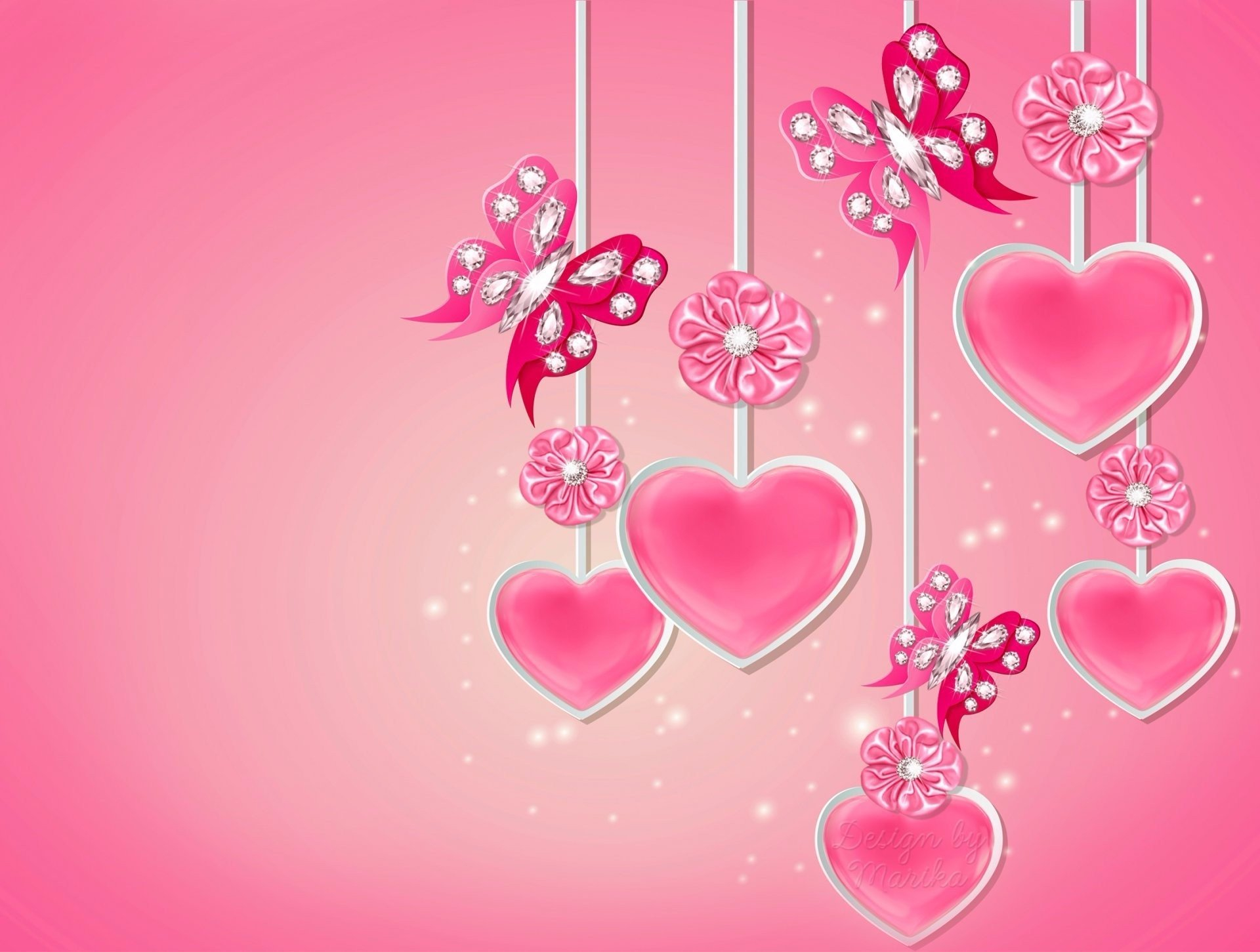 1920x1451 Pink Hearts and Butterflies