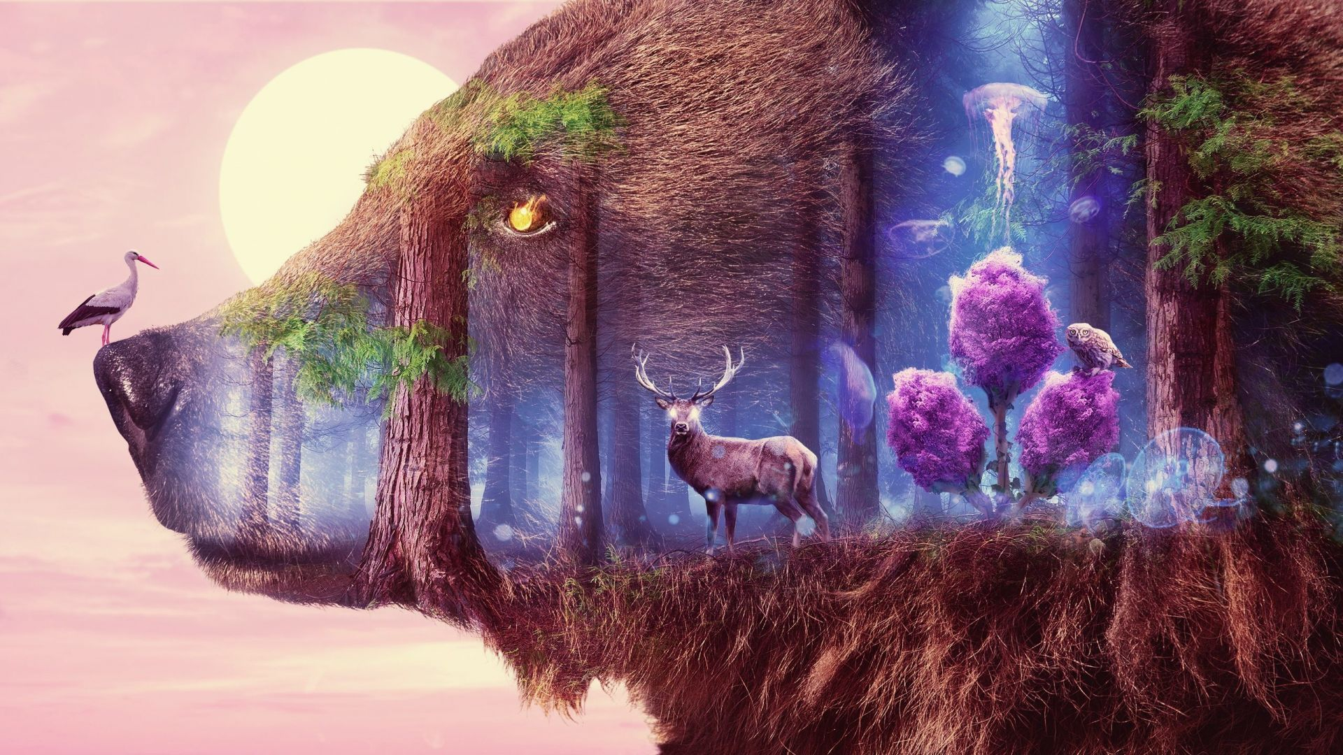 1920x1080 Desktop Wallpaper Mystical, Fantasy, Forest, Wildlife, Art, Hd Image, Picture, Background, Aaa664