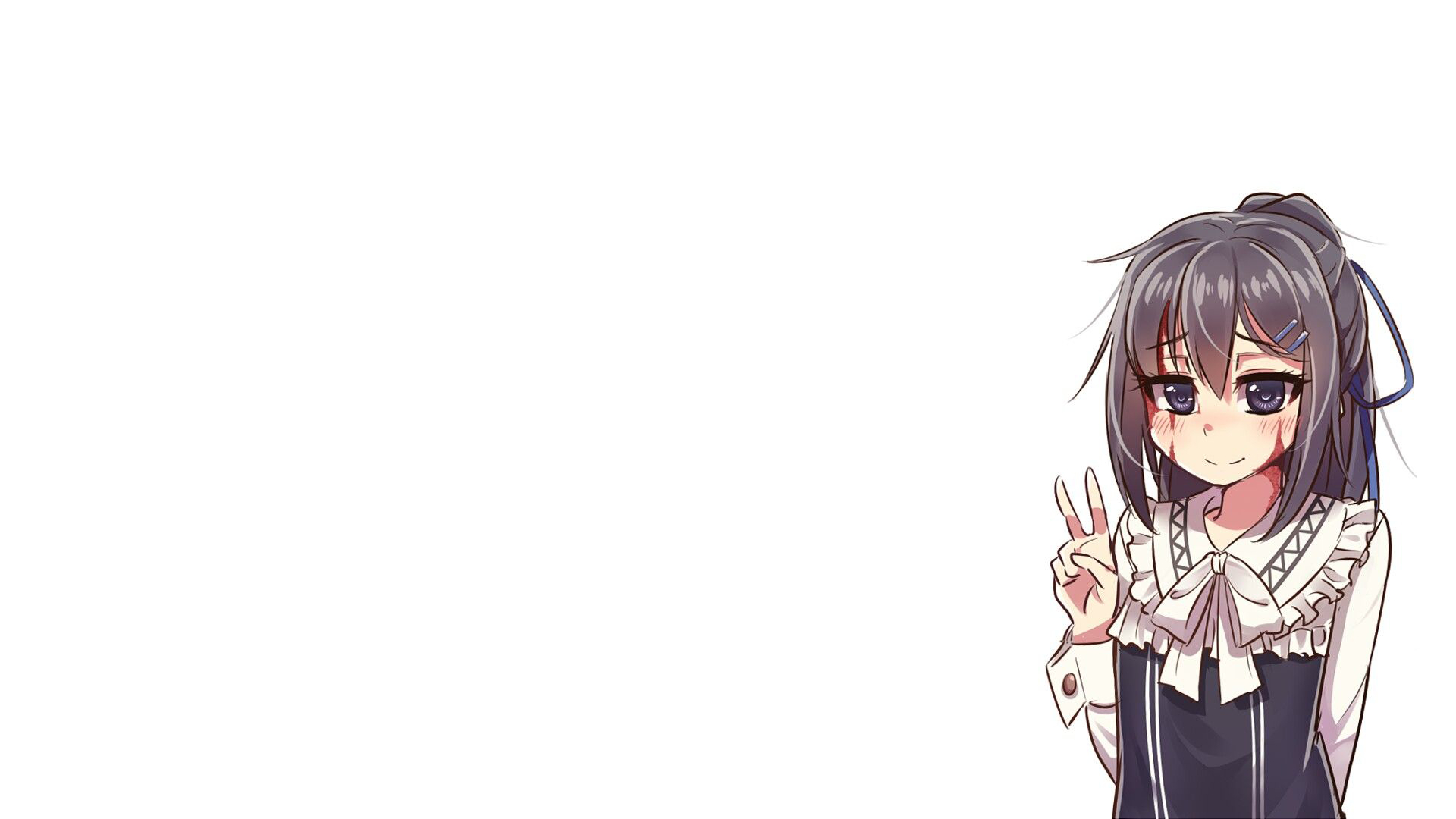 1920x1080 Wallpaper : Teaching feeling, maid outfit, scars, peace sign, brunette, video games, blushing, visual novel, simple background ChrisHUN88 1396121 HD Wallpapers