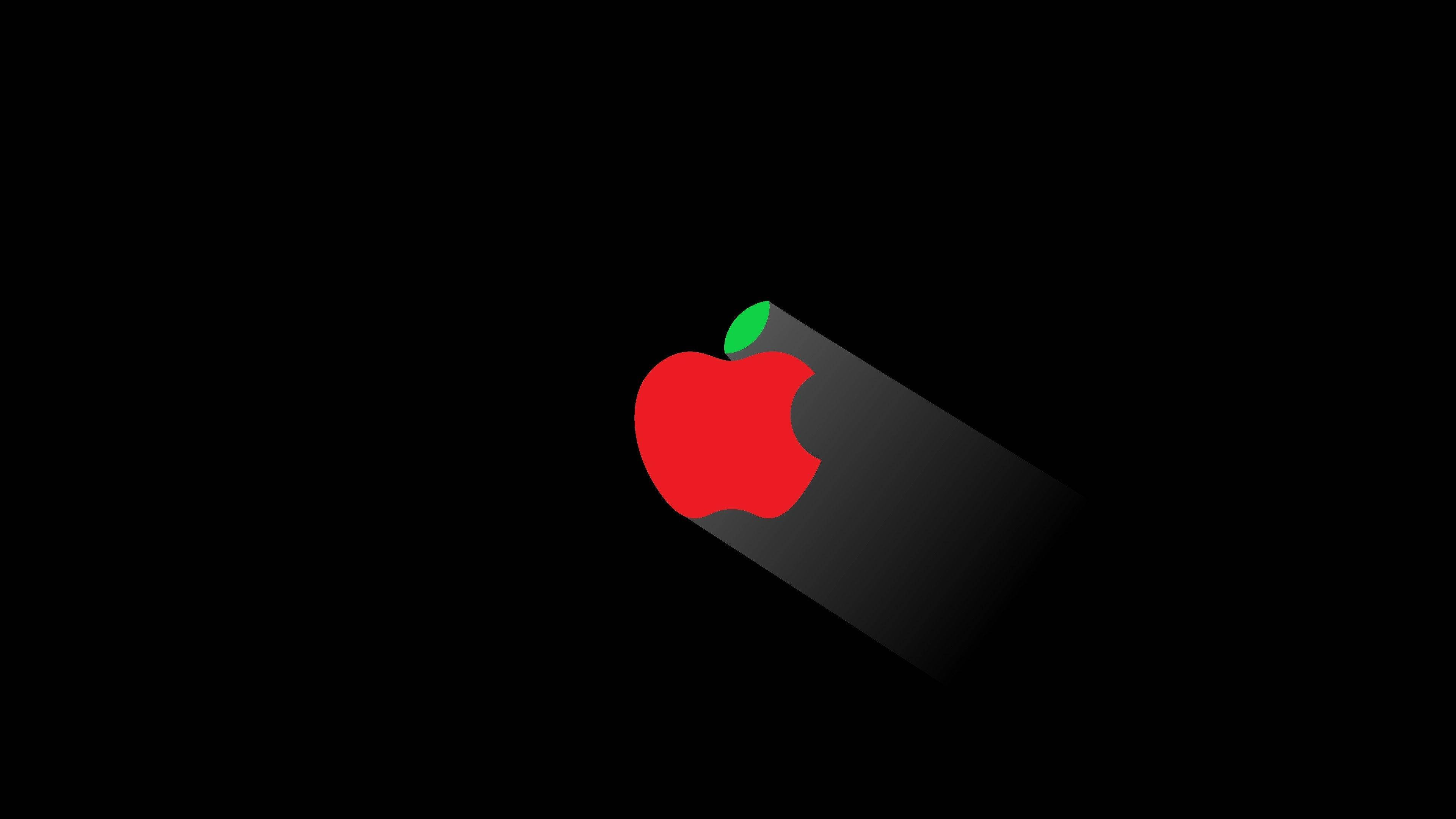 3840x2160 Download Red Apple Logo Spotlight Wallpaper