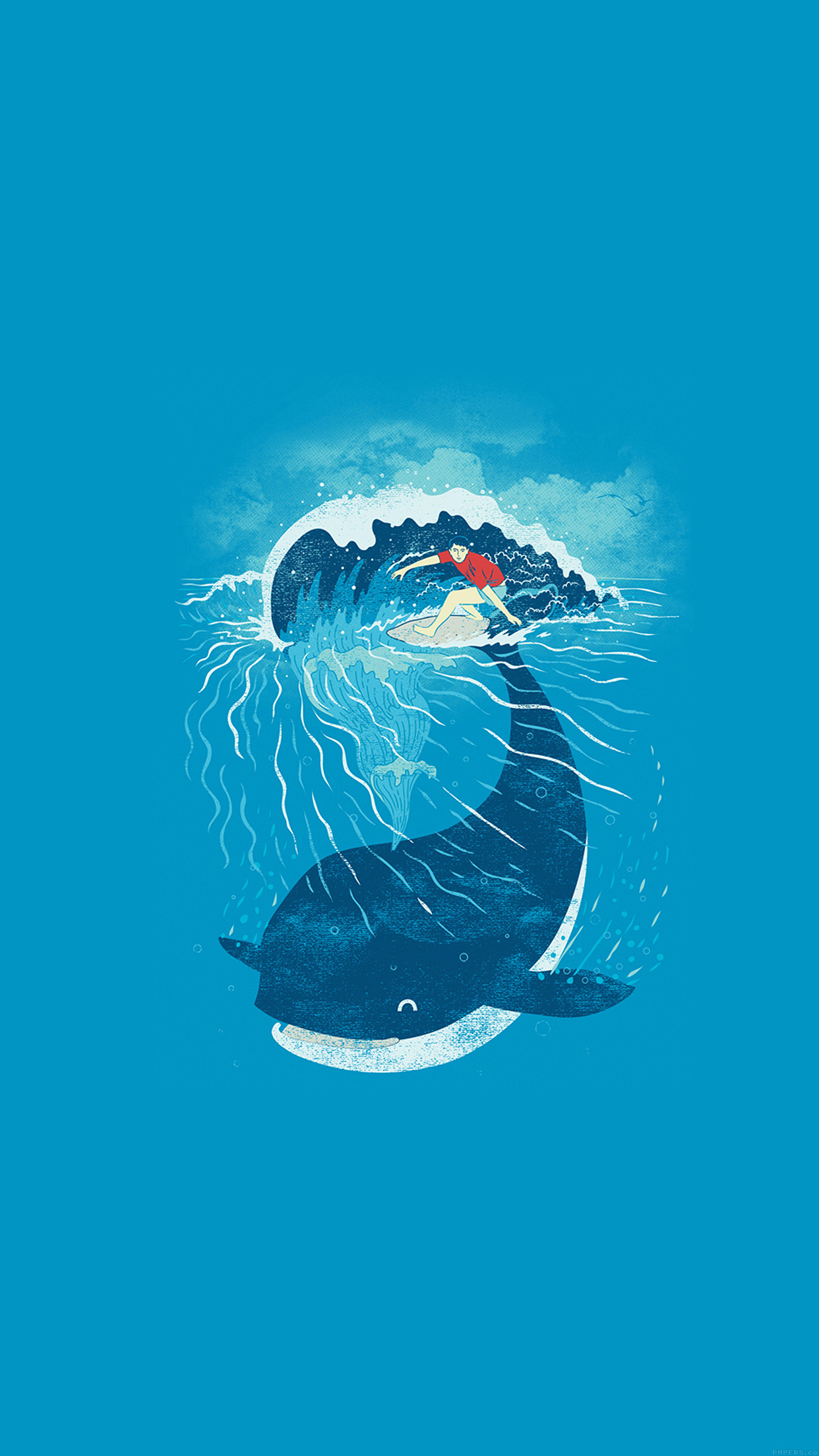 1242x2208 | iPhone11 wallpaper | ah84-whale-wave-animal-illust-art- sea
