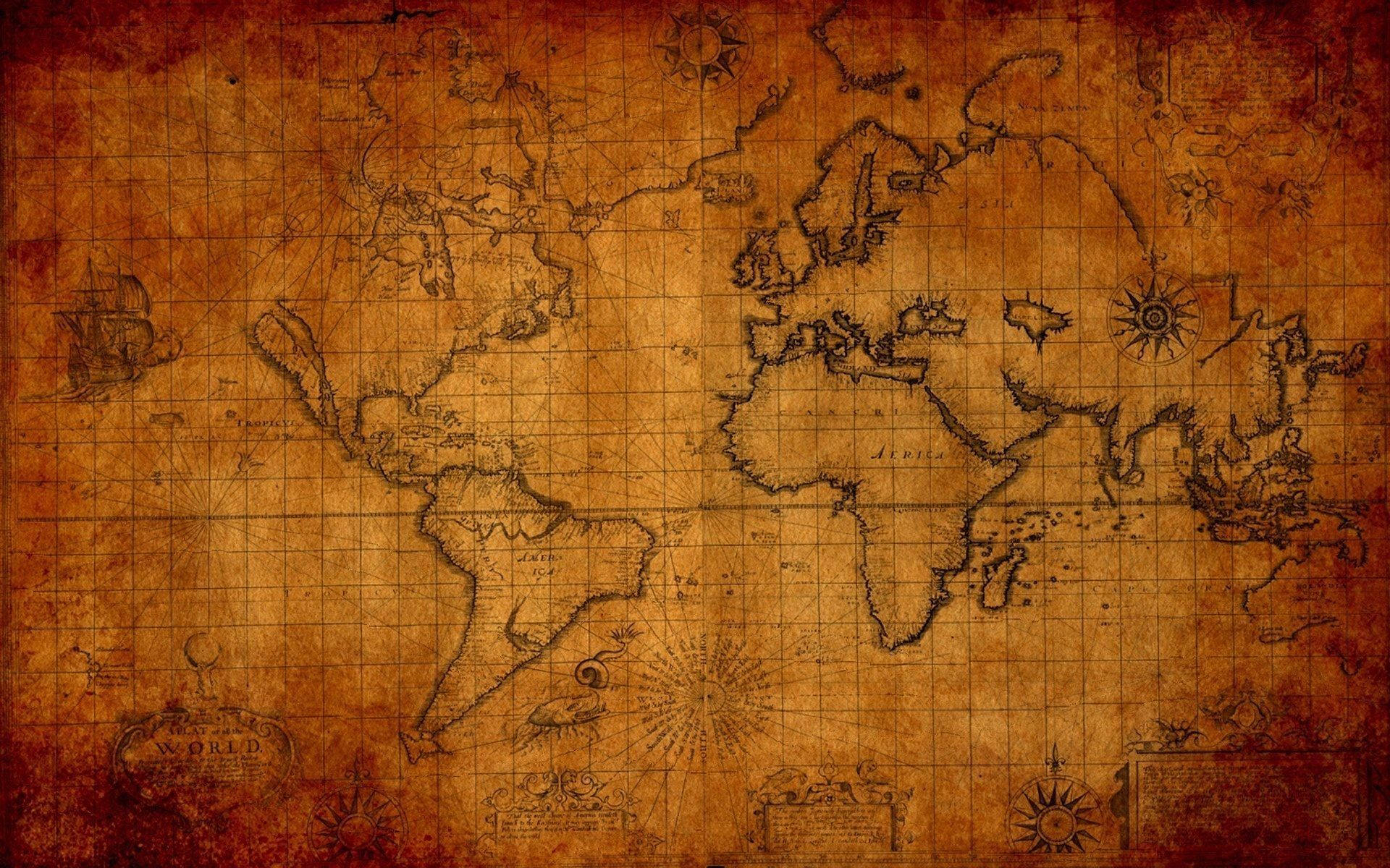 1920x1200 Download World Map In Old Paper Wallpaper