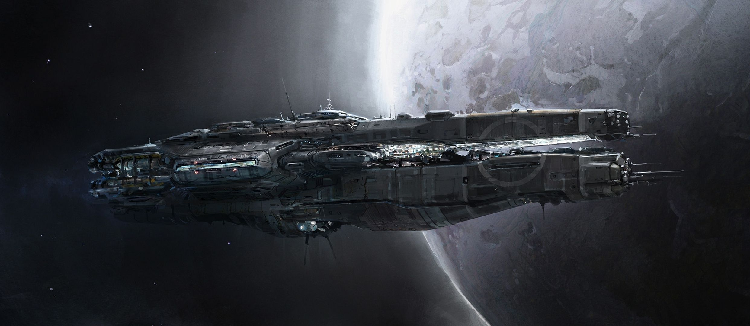 2484x1080 Sci Fi Spaceship Wallpaper | Concept ships, Sci fi wallpaper, Spaceship art