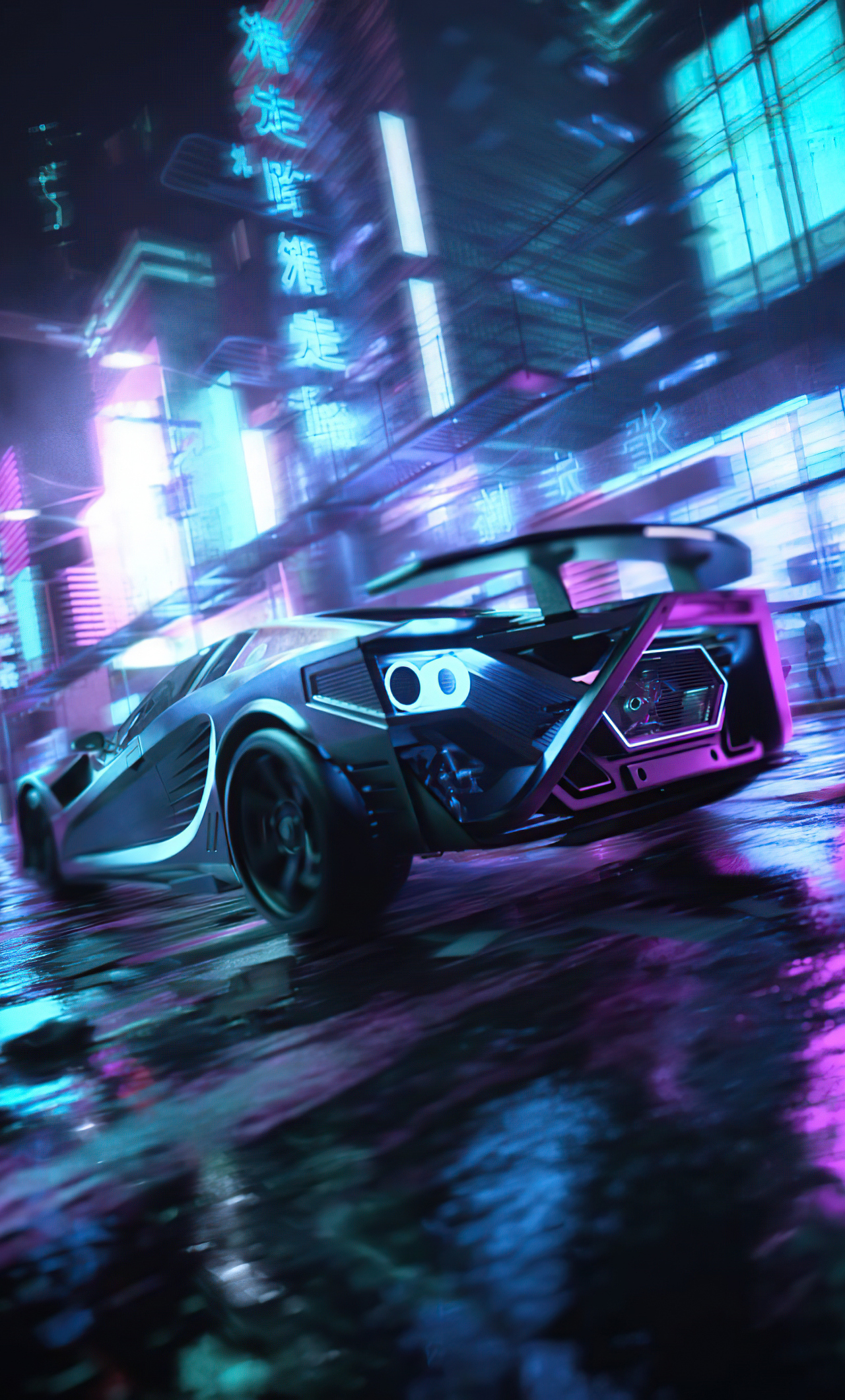 1280x2120 Scifi Neon Cars On Street iPhone 6+ HD 4k Wallpapers, Images, Backgrounds, Photos and Pictures