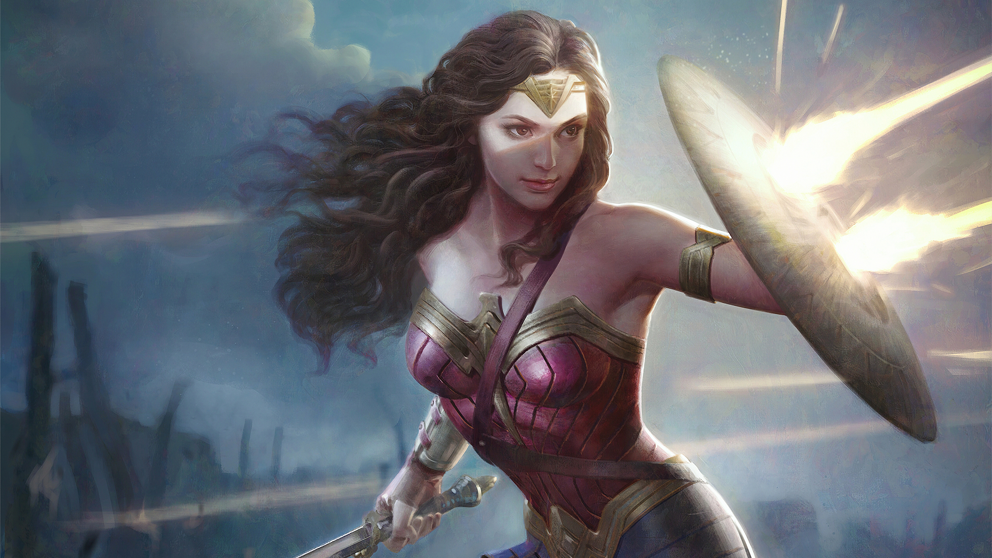 3840x2160 2560x1440 Wonder Woman Shieldart 1440P Resolution HD 4k Wallpapers, Images, Backgrounds, Photos and Pictures
