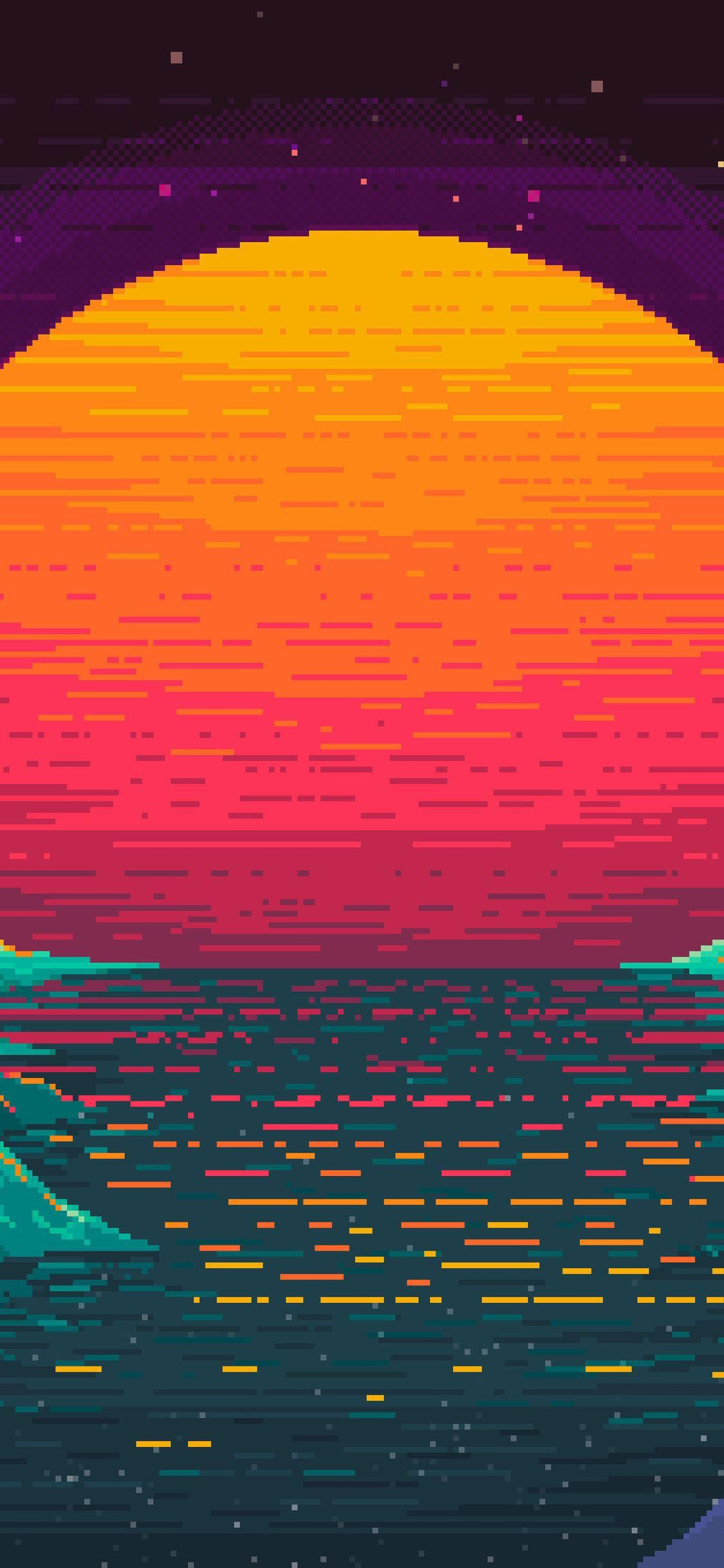 1125x2436 Pixel Sunsets | Pixel art background, Pixel, Pixel art
