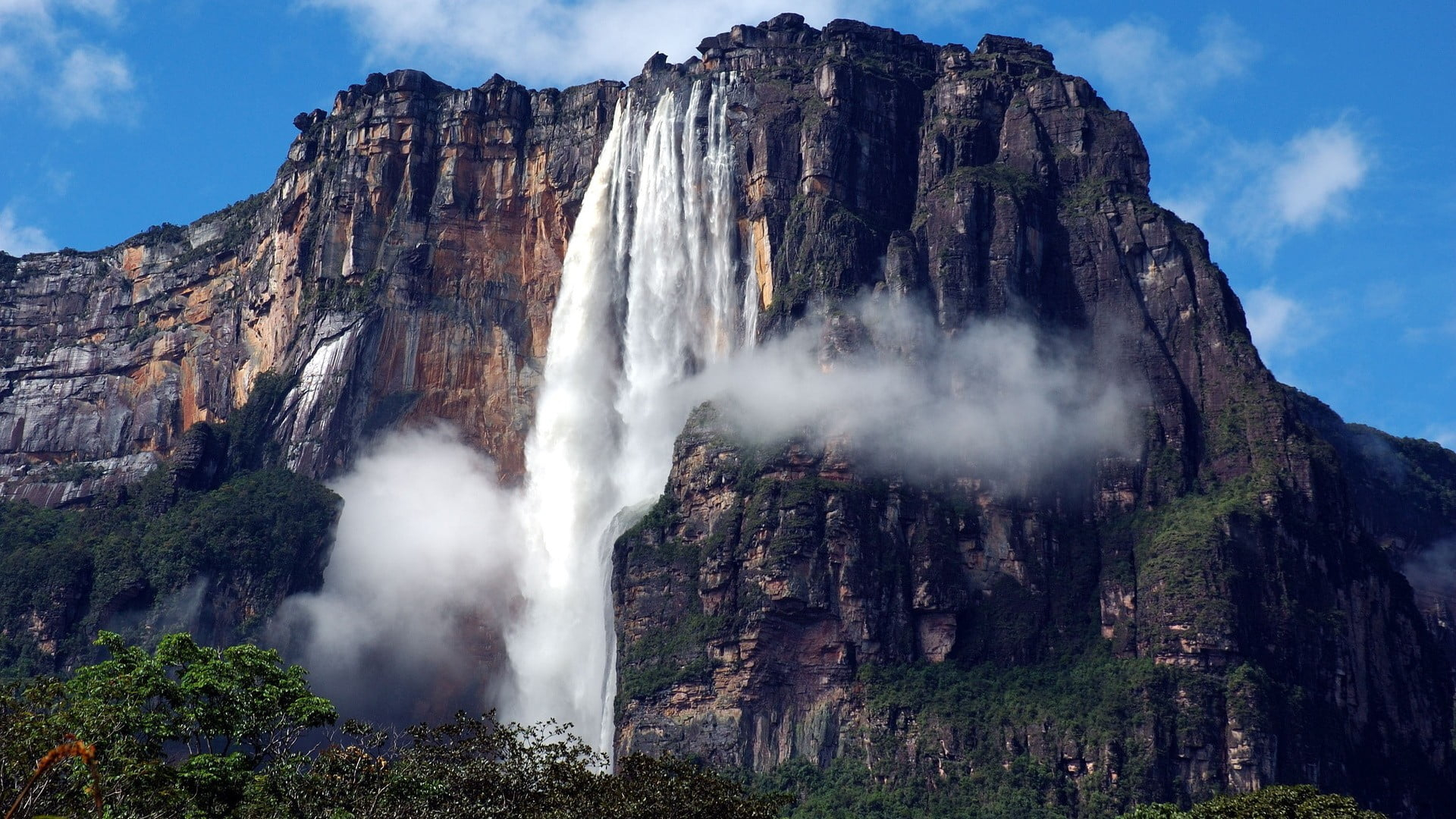 1920x1080 Waterfalls on cliff, Angel Falls, Venezuela, waterfall, nature HD wallpaper