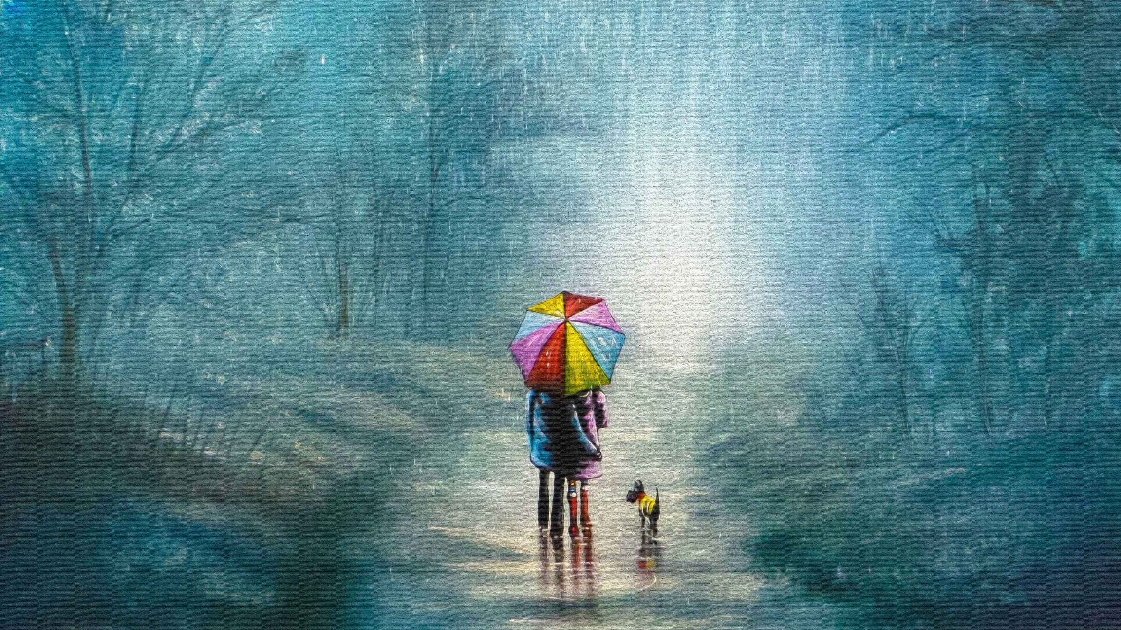 3840x2160 Rainy Day Oil on Canvas by Manufan63