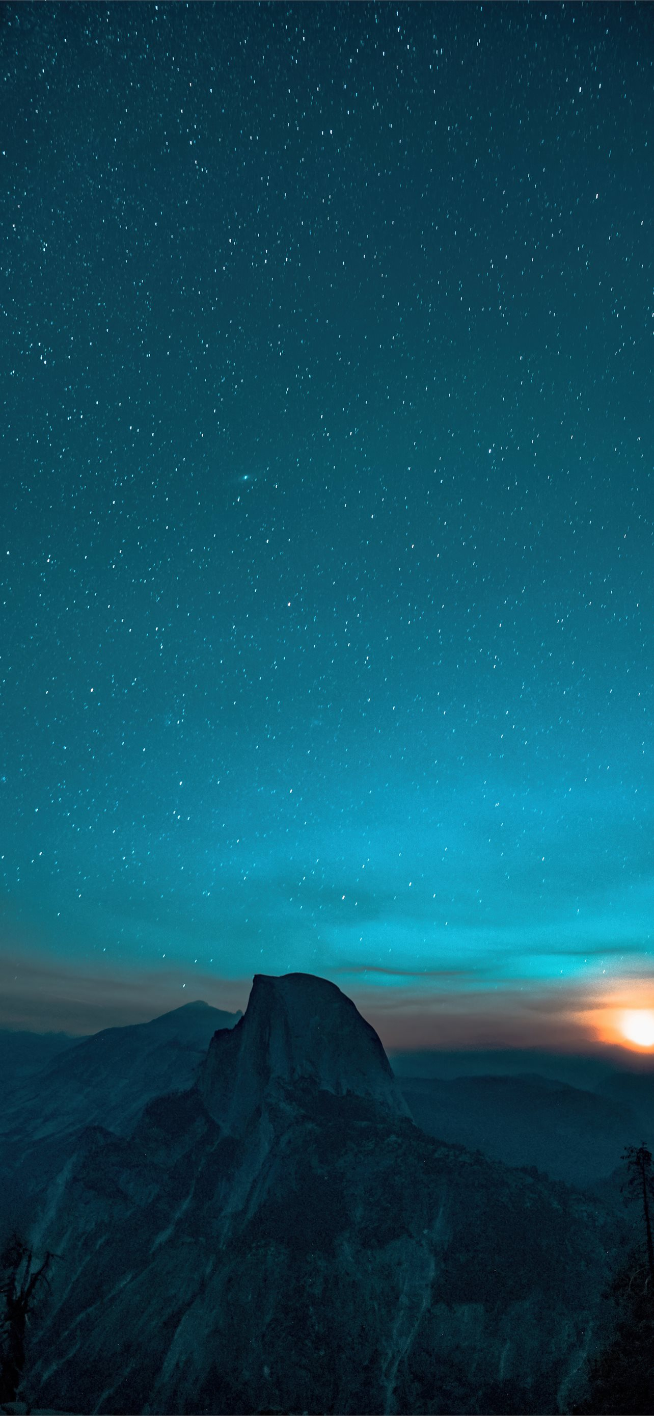 1284x2778 gray mountains sky full of stars 5k iPhone 12 Wallpapers Free Download