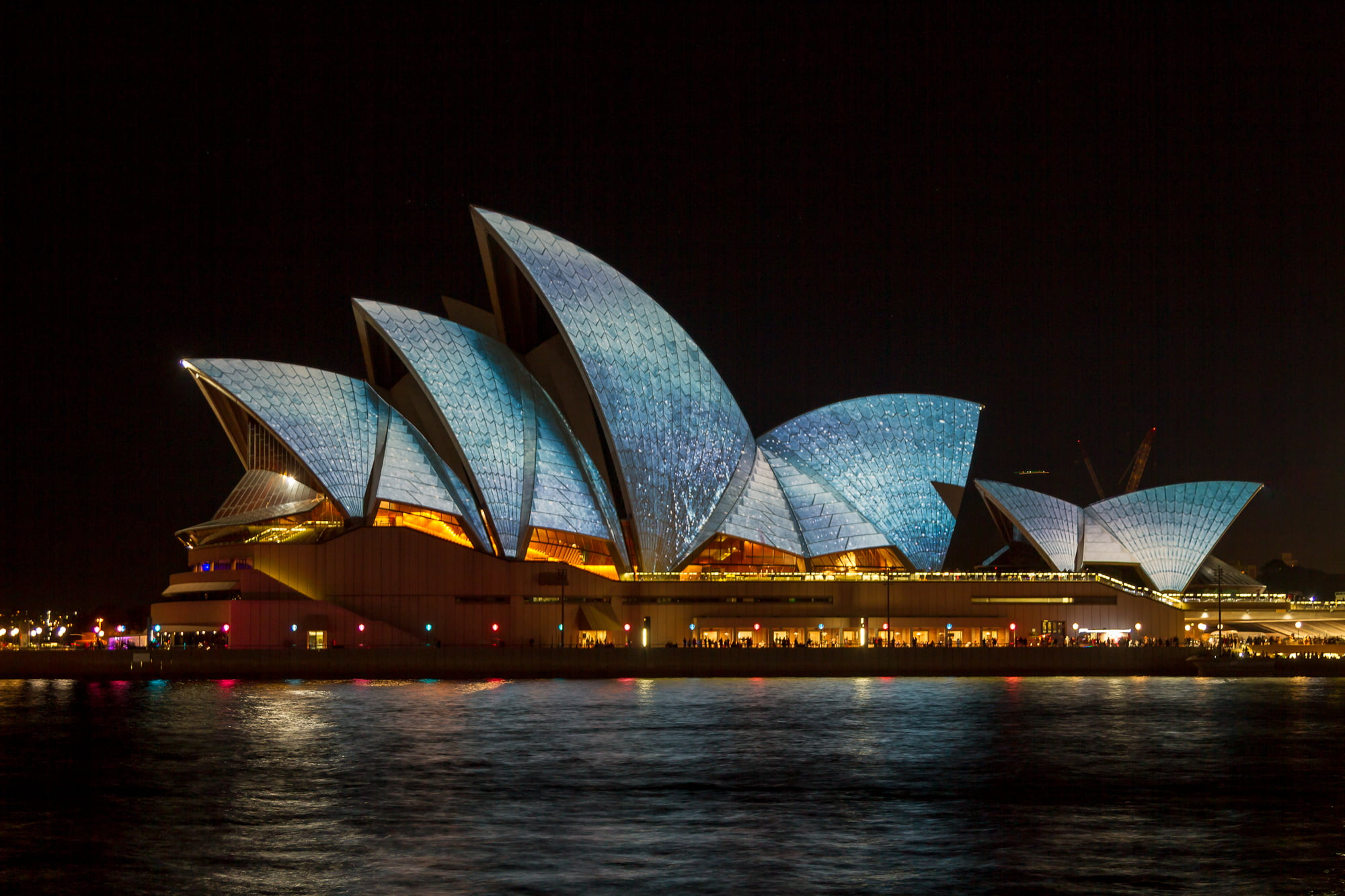 2000x1333 Lit Sydney Opera House in Australia at night HD wallpaper