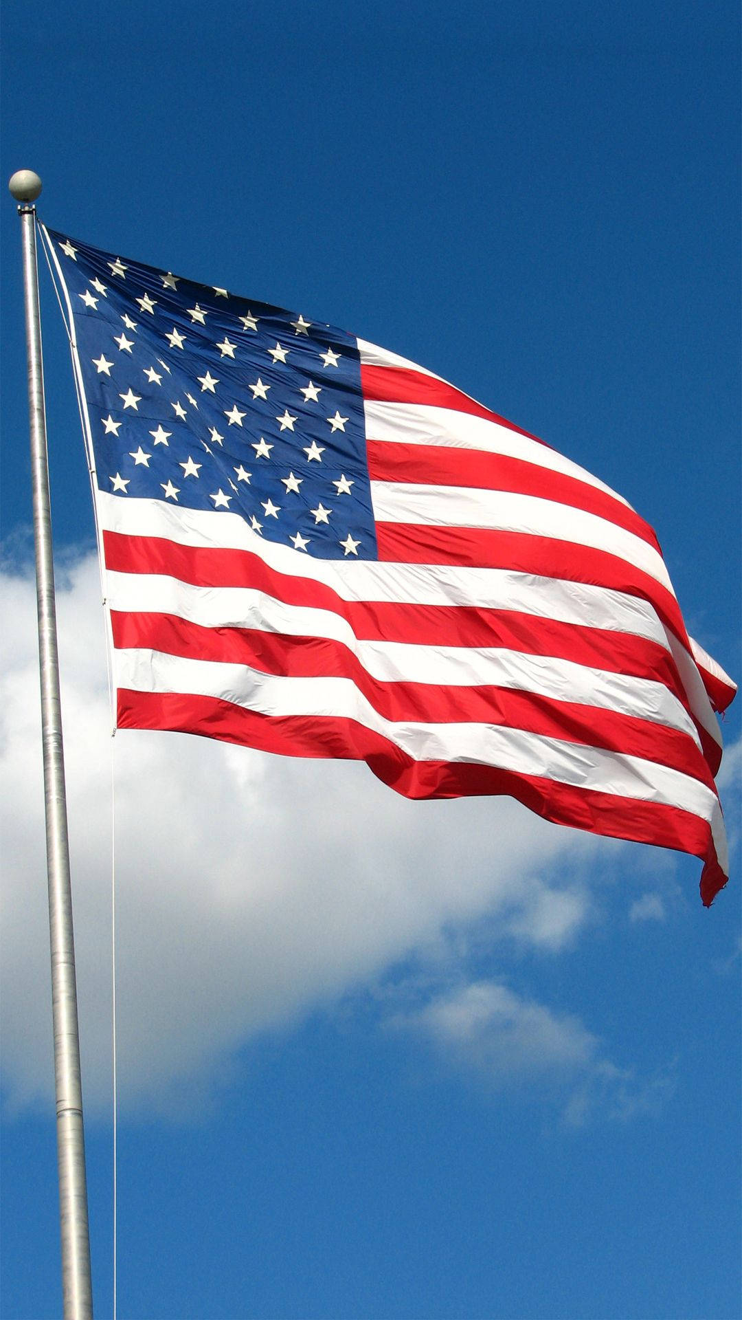 1080x1920 Download Usa American Flag In Pole Wallpaper