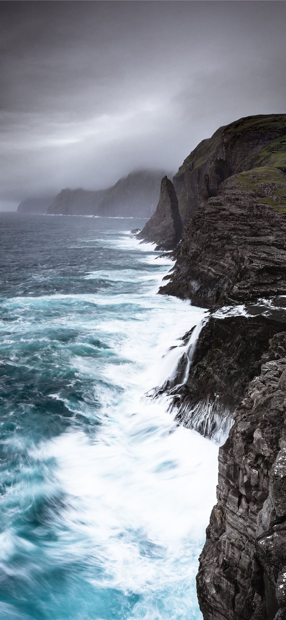 1125x2436 waves crashing sea cliffs digital wallpaper #nature #ocean #water #cave #grey #FaroeIslands #iP&acirc;&#128;&brvbar; | Iphone wallpaper mountains, Digital wallpaper, Landscape pictures