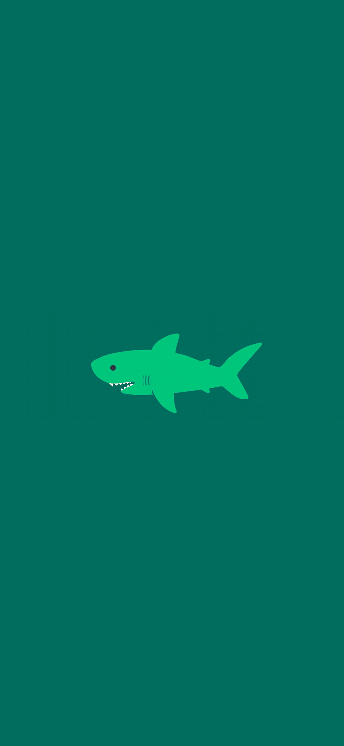 1125x2436 ak02-little-small-cute-shark-green-minimal-wallpaper