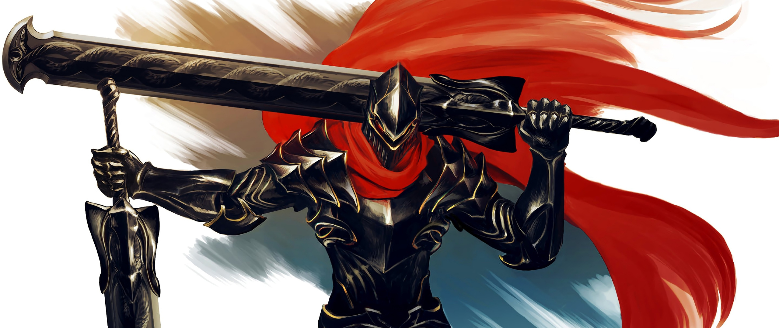 2560x1080 Download wallpaper armour, big sword, warrior, overlord, anime, art, dual wide hd background, 10184