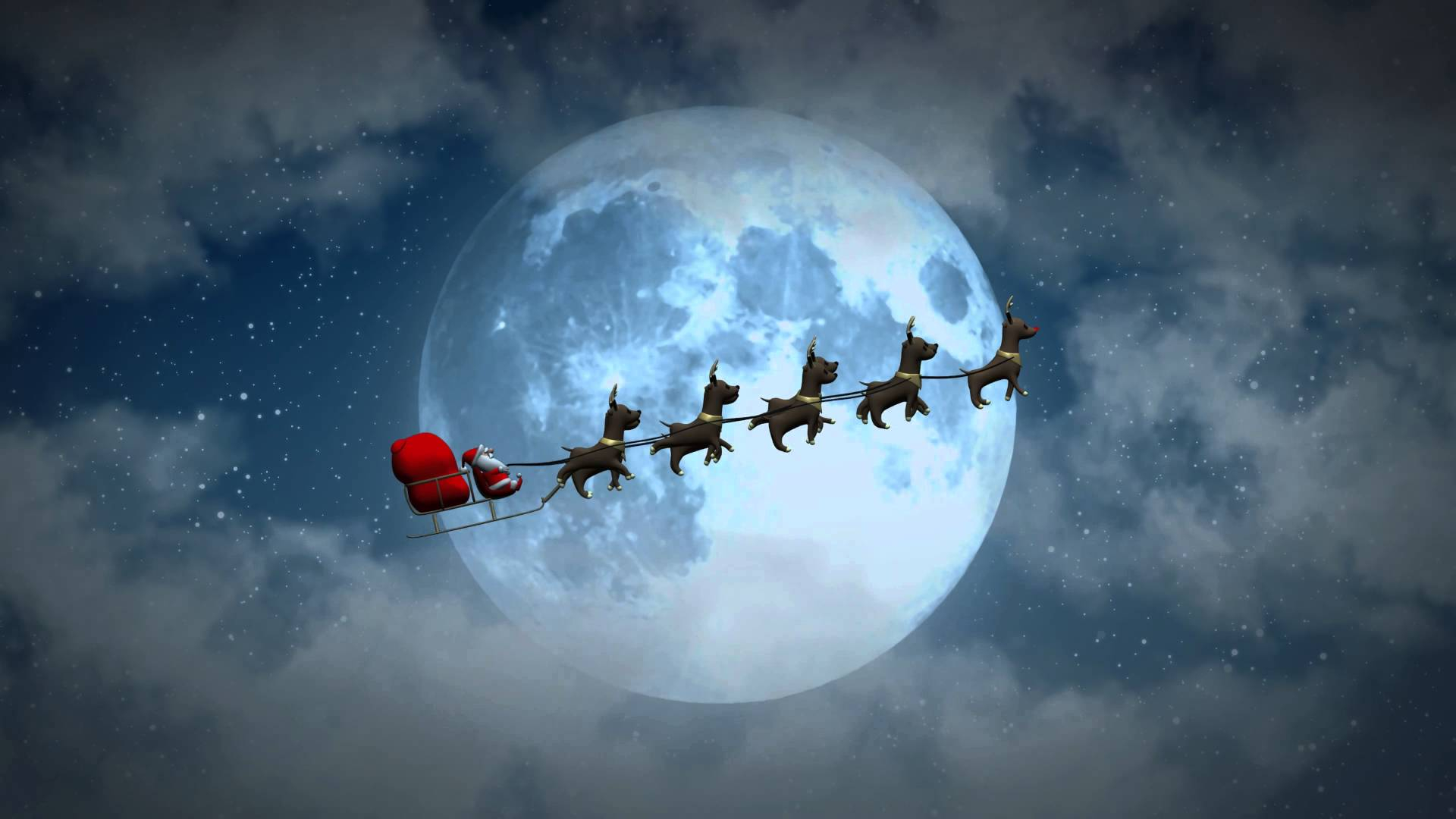 1920x1080 Santa's Sleigh In The Sky Wallpapers