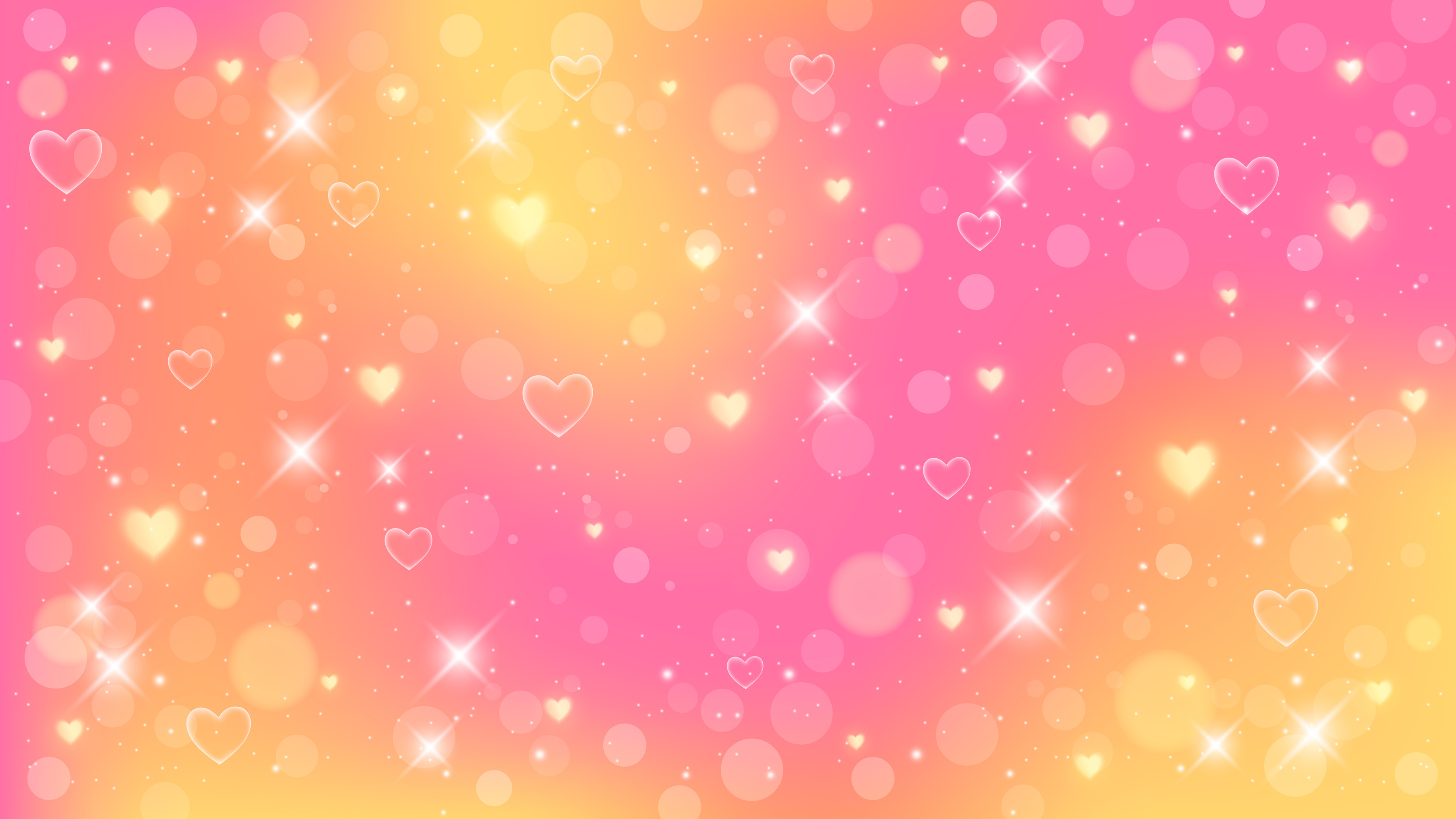 3333x1875 Fantasy background. Pattern in pastel colors. Pink sky with stars and hearts. Vector 5353420 Vector Art
