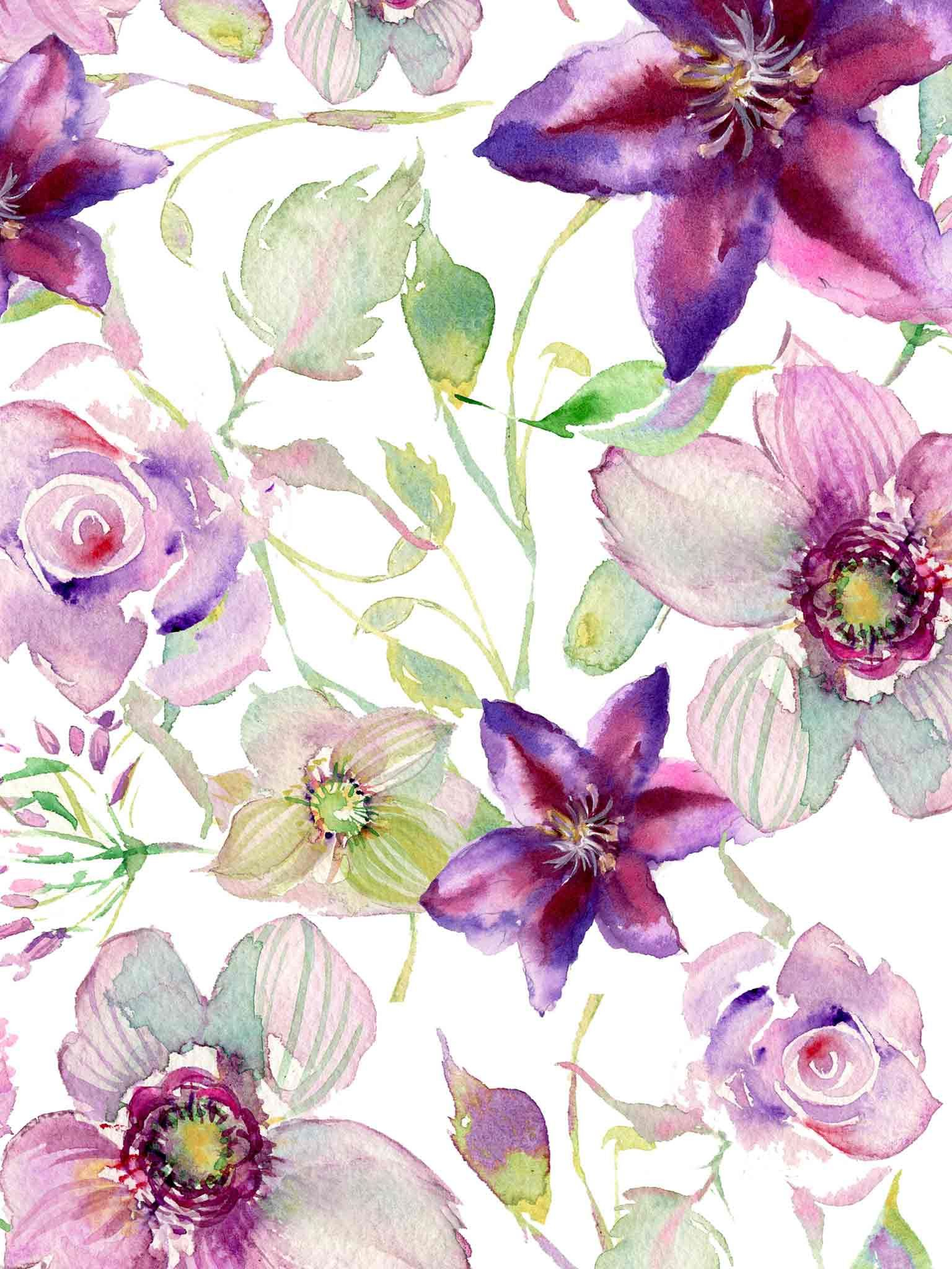 1536x2048 wp-content uploads 2014 10 violet-watercolor-flower- wallpaper-download&acirc;&#128;&brvbar; | Flower iphone wallpaper, Free watercolor flowers, Flower wallpaper