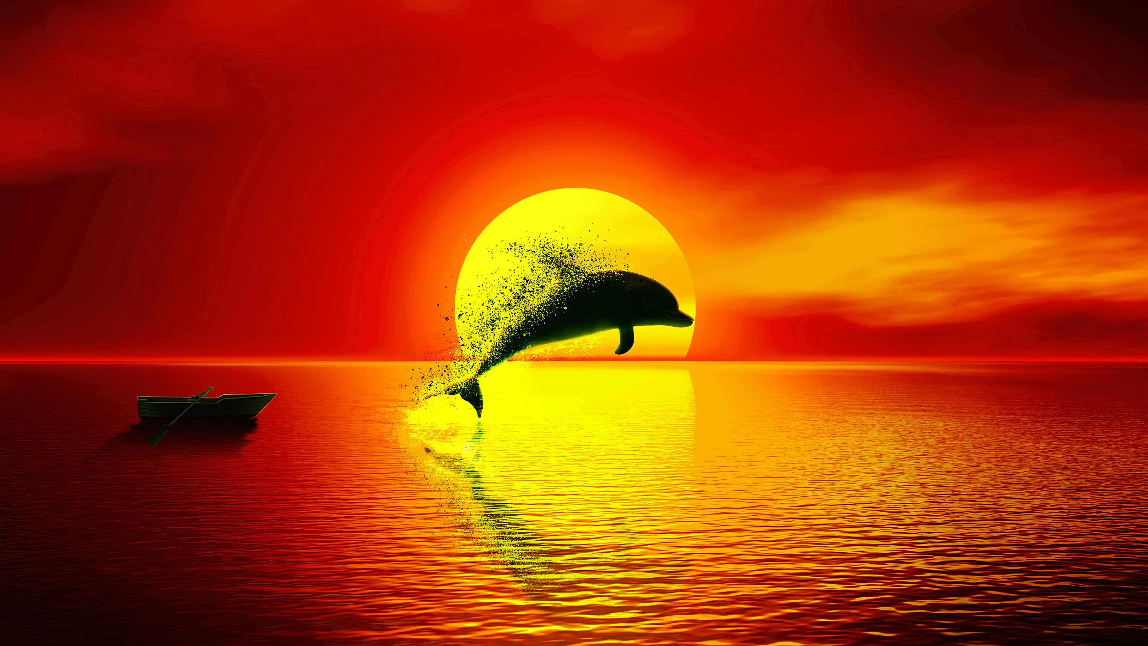 3840x2160 Dolphin Dispersion Sunset 4k, HD Artist, 4k Wallpapers, Images, Backgrounds, Photos and Pictures