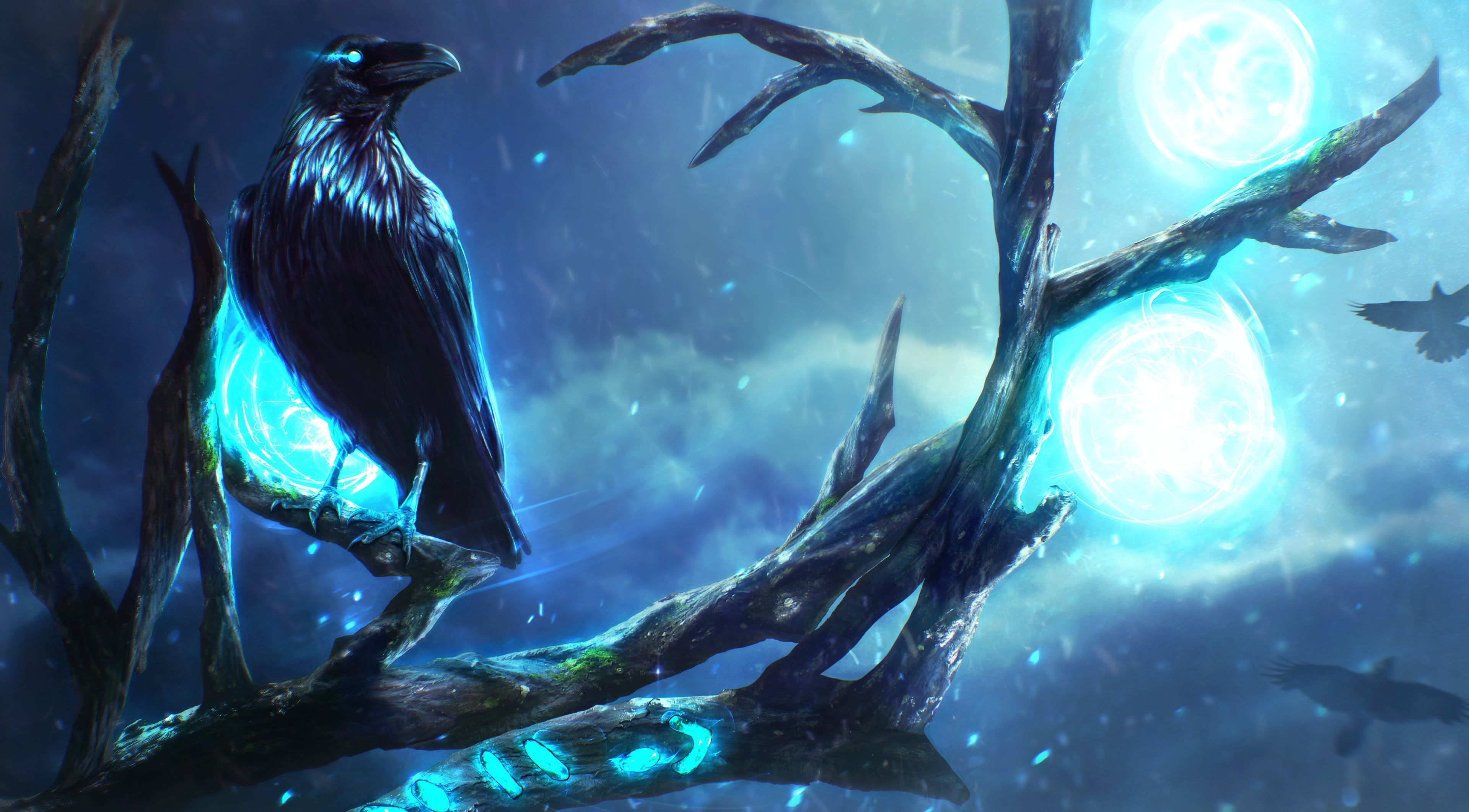 3840x2124 night #tree #bird #magic #branch #mystic #art #Raven #4K #wallpaper #hdwallpaper #desktop | Guild wars, Live wallpapers, Guild wars 2