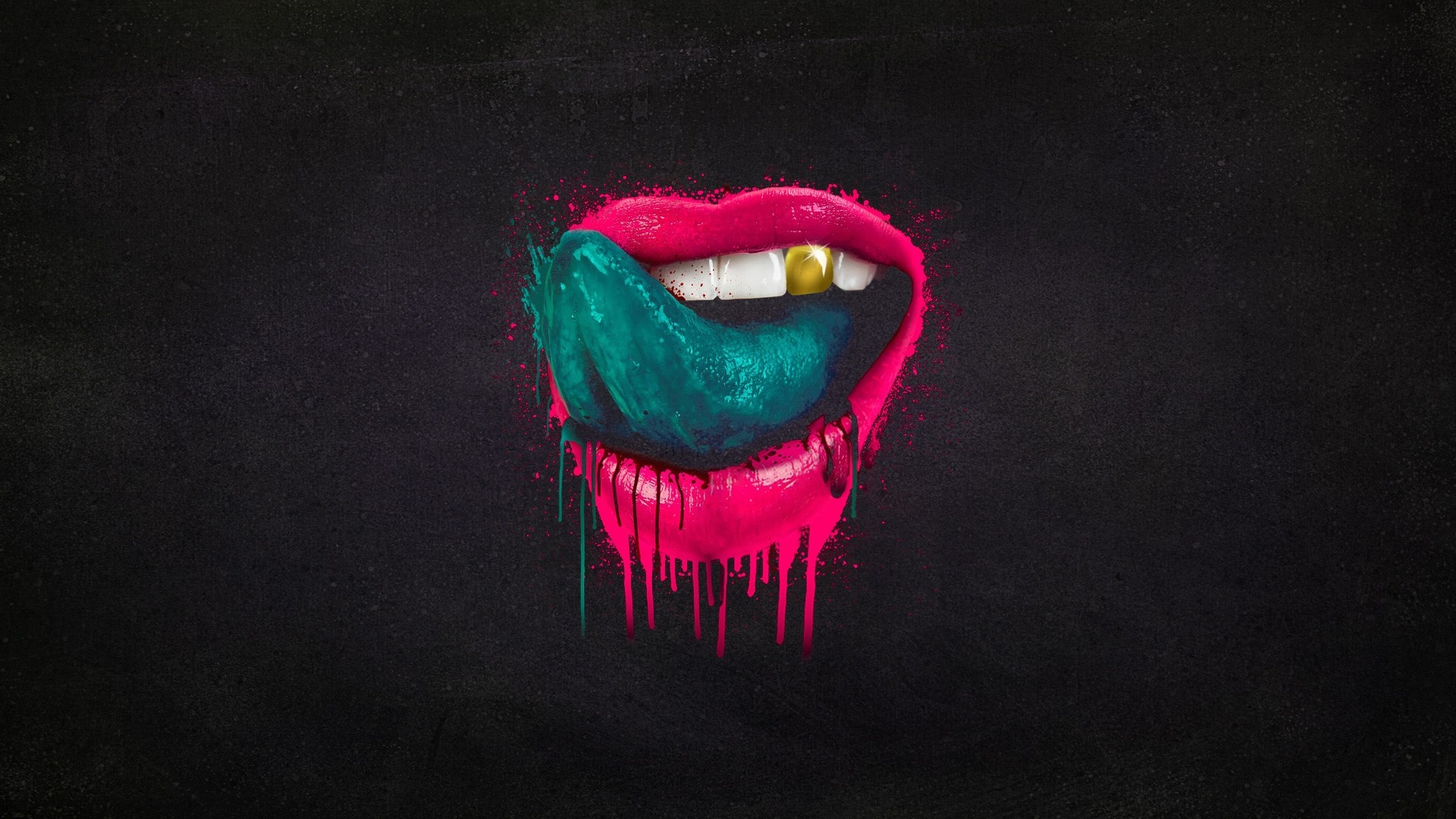 1920x1080 Red lips and green tongue MacBook Air Wallpaper Download