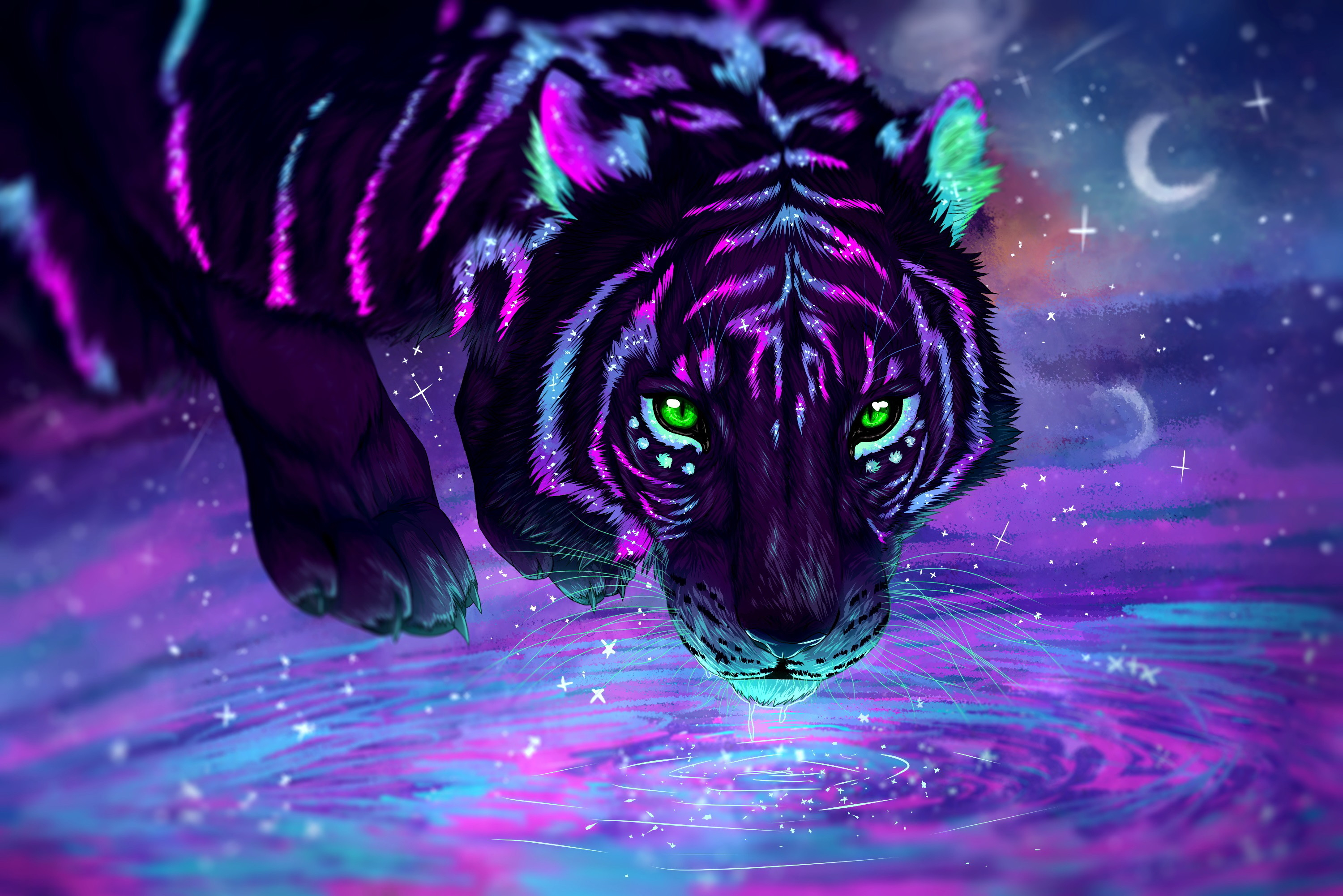 3000x2001 Neon Tiger Wallpapers Top Free Neon Tiger Backgrounds