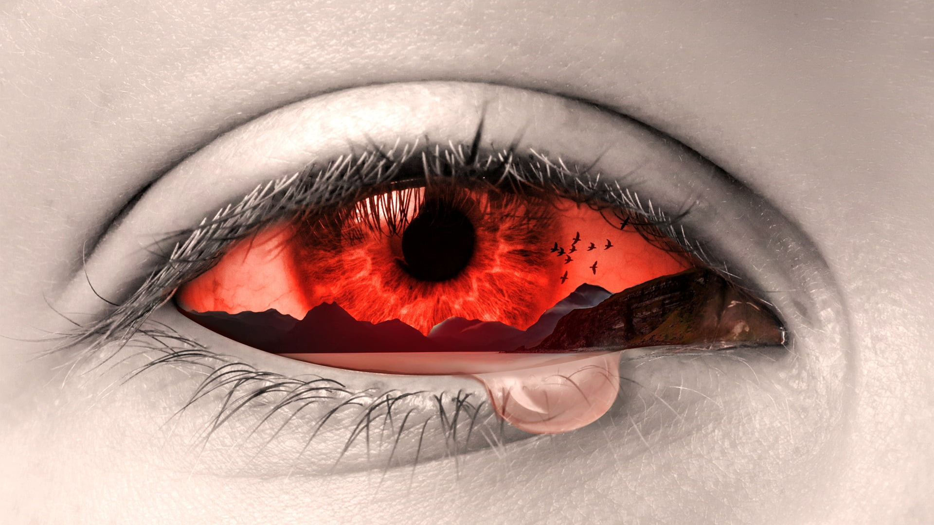 1920x1080 Crying Red eye illustration HD wallpaper