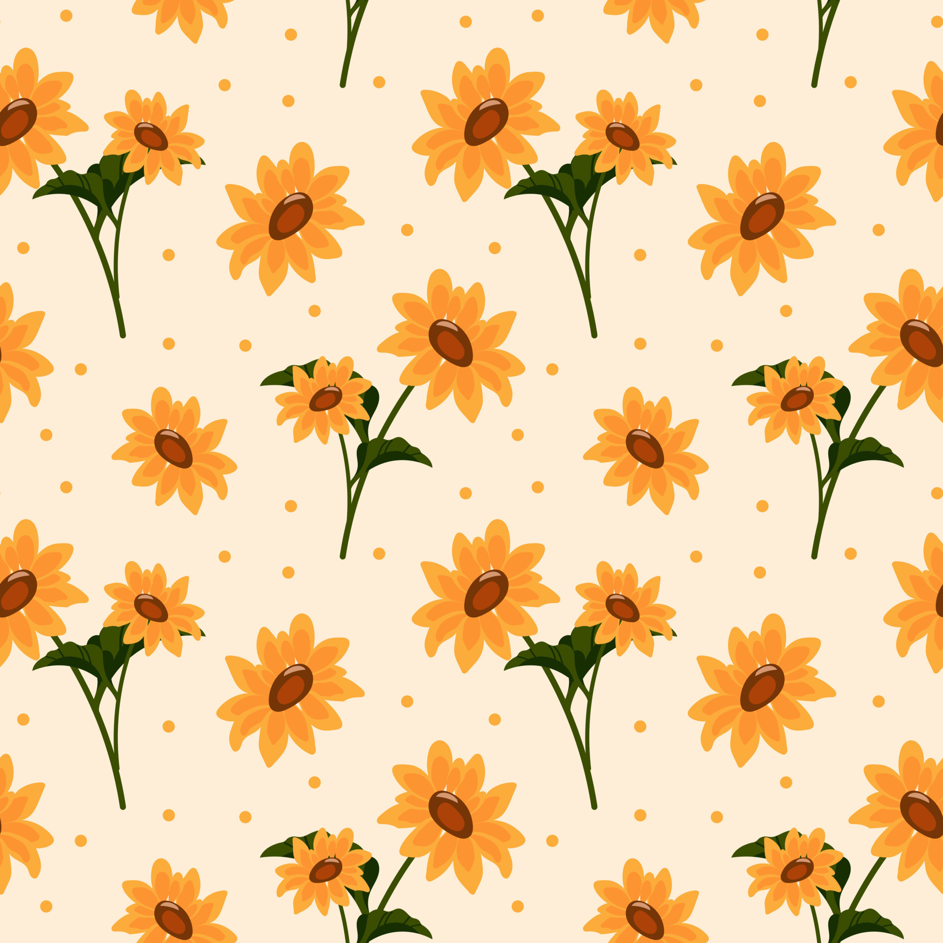 1920x1920 Seamless pattern, colorful yellow sunflowers with leaves on a light background. print, textile, background, wallpaper 8141430 Vector Art at Vecteezy