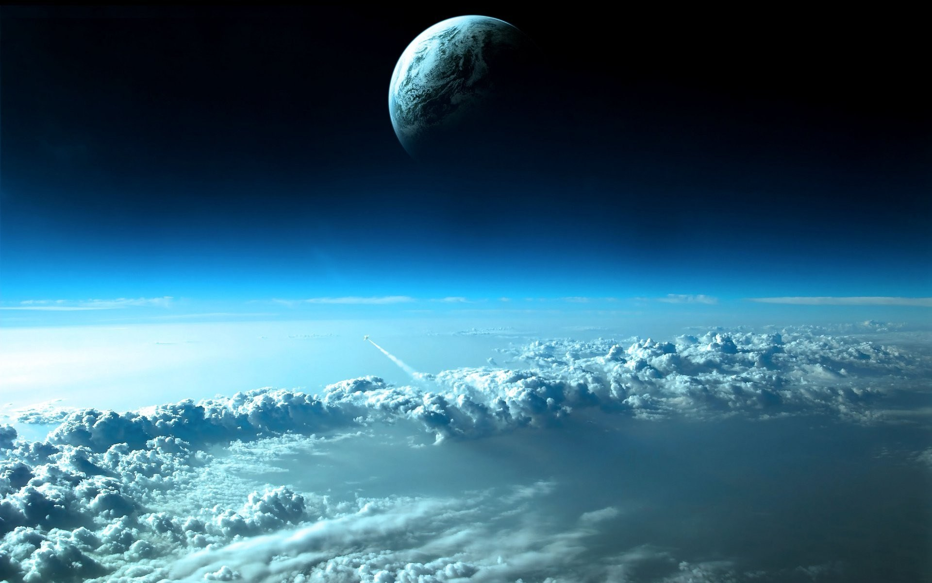 1920x1200 Clouds Outer Space Planets Earth Wallpaper [