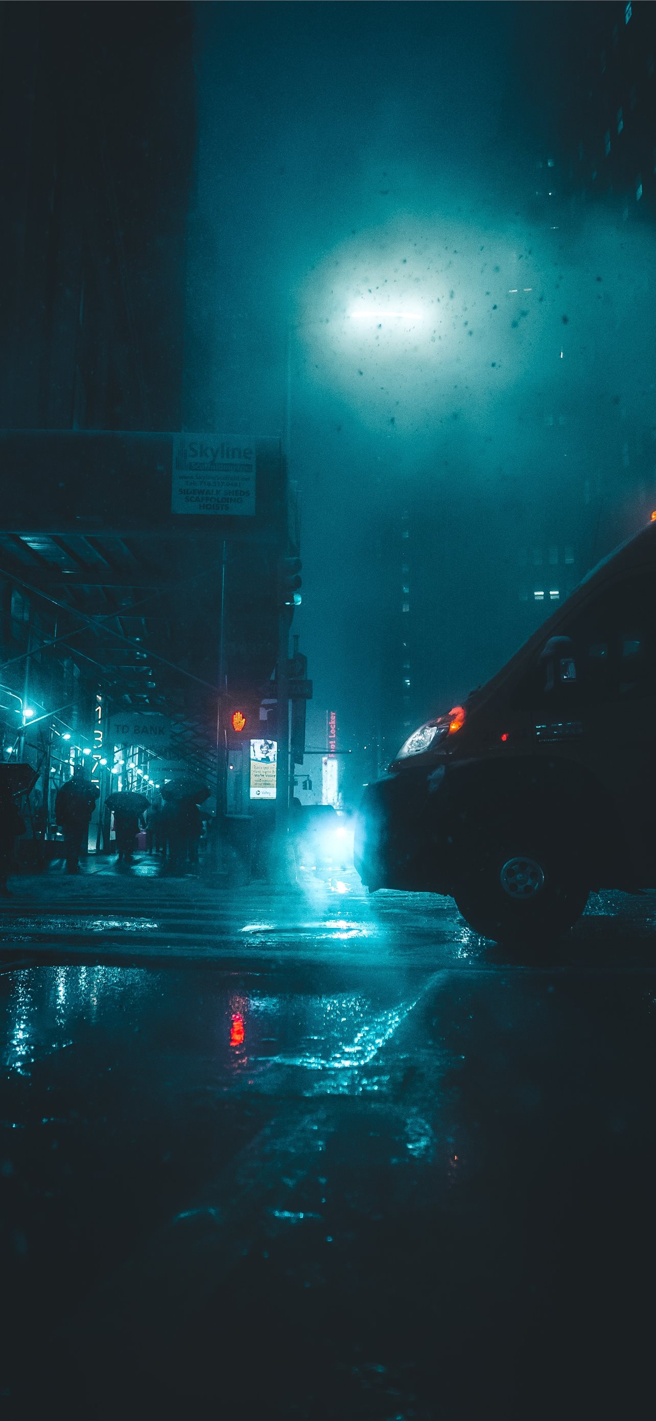 1284x2778 vehicle passing by wet road during nighttime iPhone Wallpapers Free Download