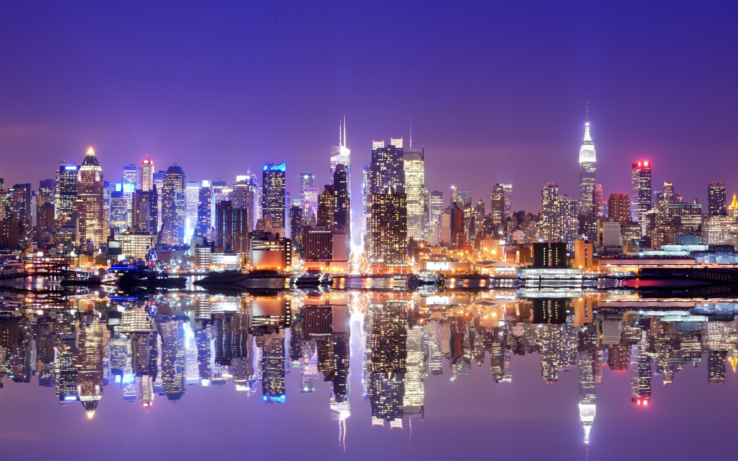 2560x1600 City lights illustration, skyscraper, New York City, city, landscape HD wallpaper