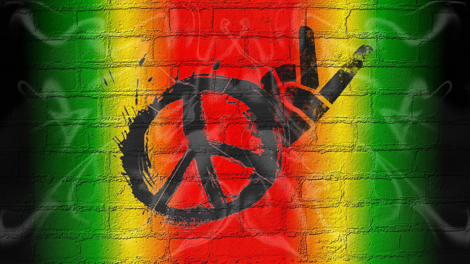 1920x1080 Peace logo illustration, peace, love, graffiti, bricks HD wallpaper |