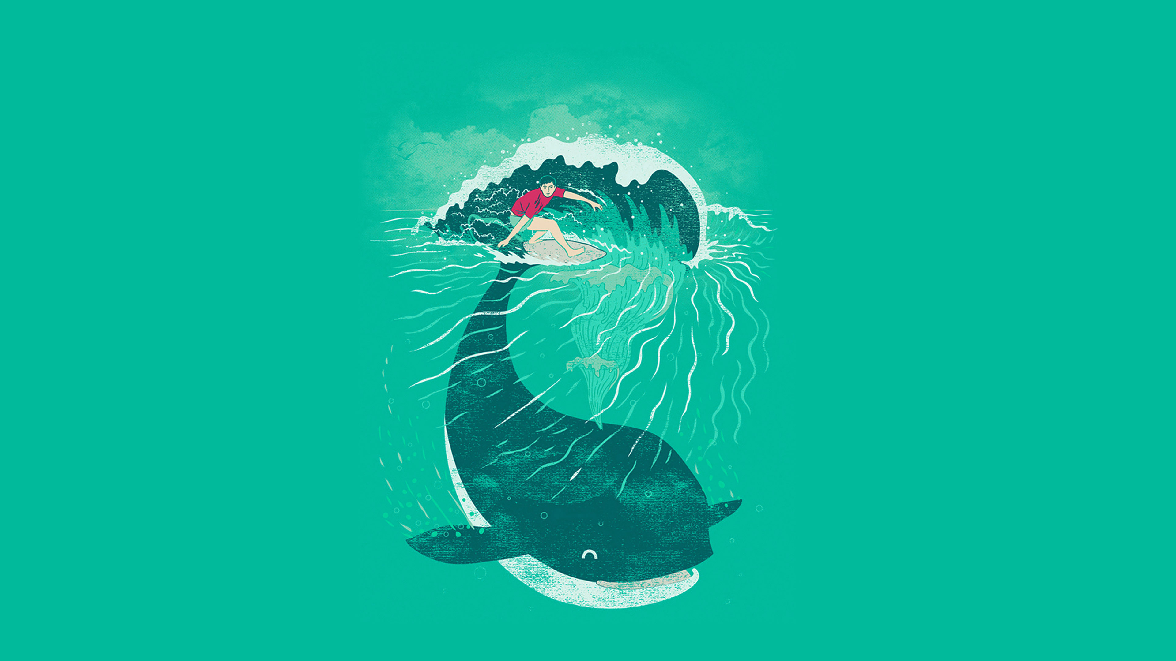 3840x2160 ah85-whale-surfer-wave-animal-illust-art-sea-wallpaper