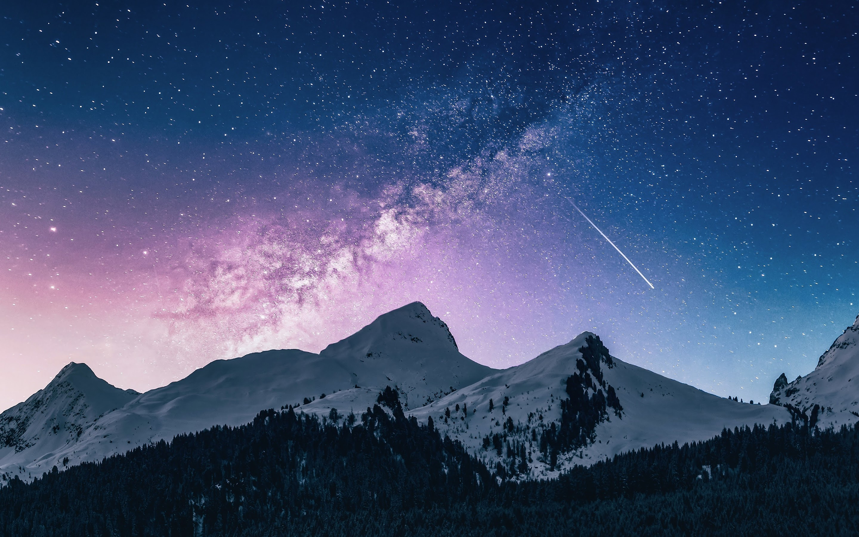 2880x1800 Night Sky Stars Comet Mountains 4K Wallpaper #35