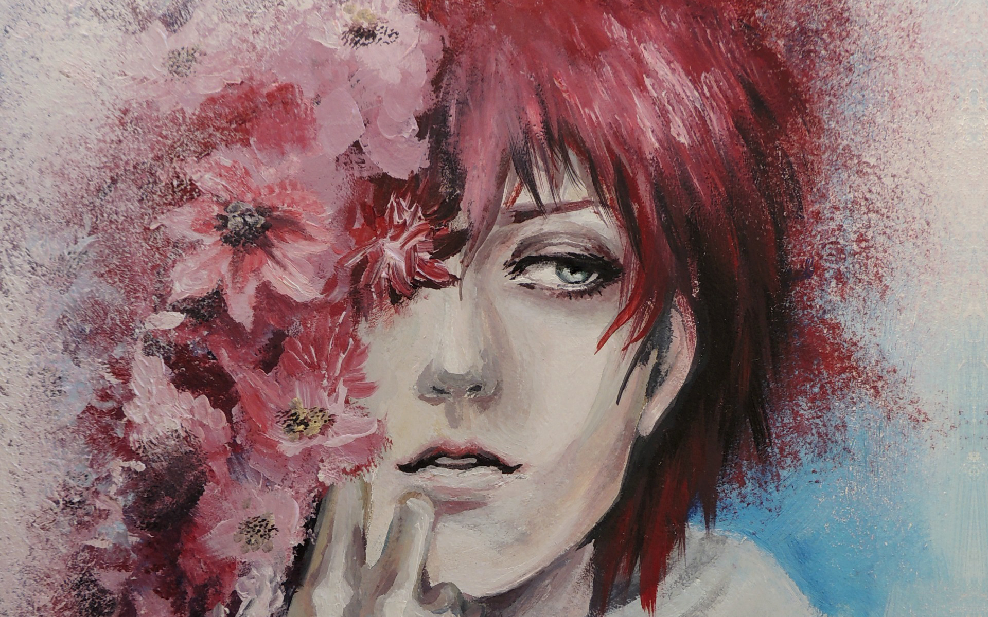 1920x1200 Manual resize of wallpaper flowers, squirt, portrait, art, naruto, guy, painting, Naruto, Akatsuki, sasori, Sasori, lanaviva, No time for maybe the most, Scorpion of the red Sands