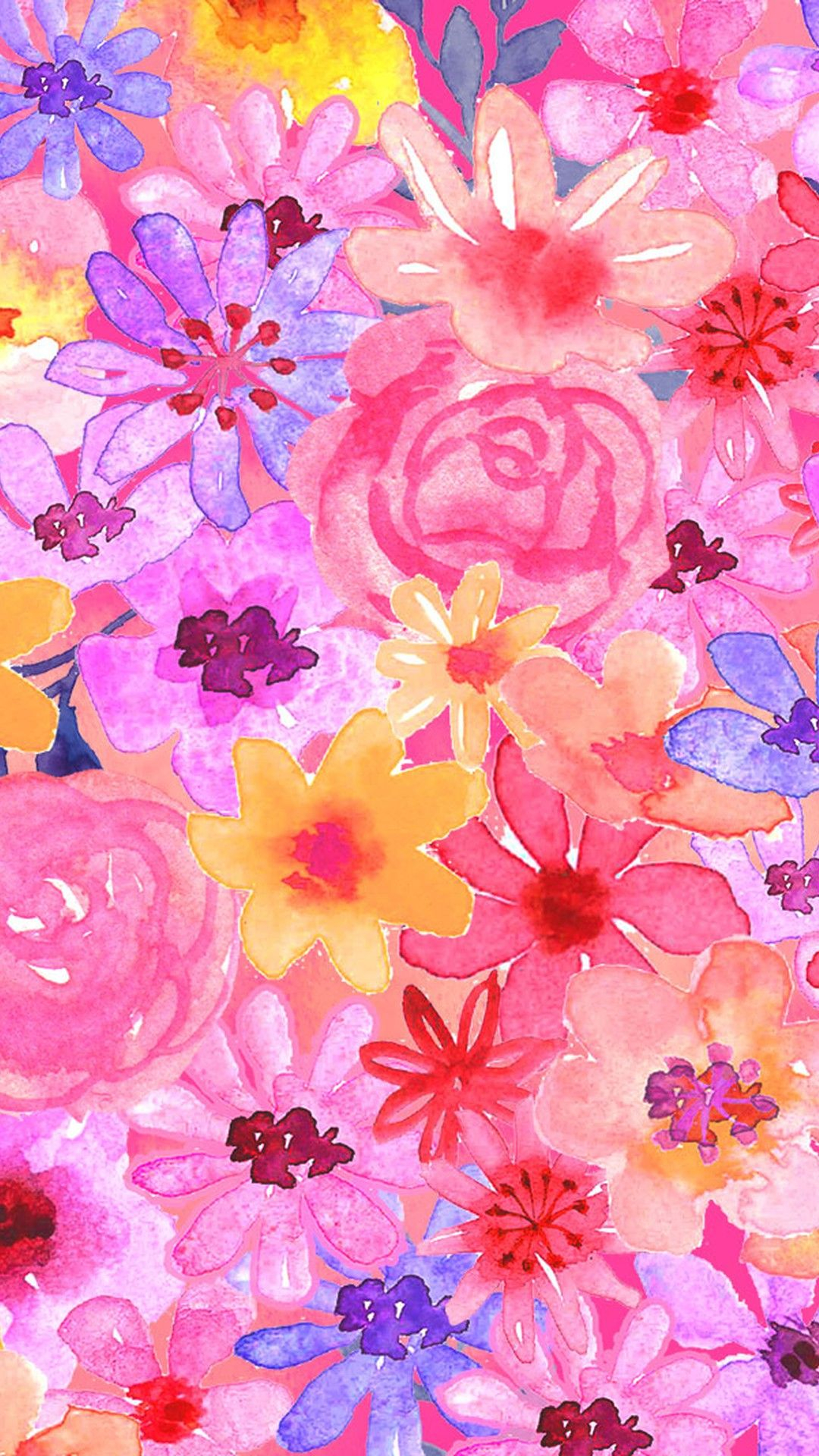 1080x1920 Watercolor Flowers&iuml;&frac12;&#156;Wallpaper Theme +HOME(PlusHome) in 2022 | Flower wallpaper, Watercolor flowers, Watercolor