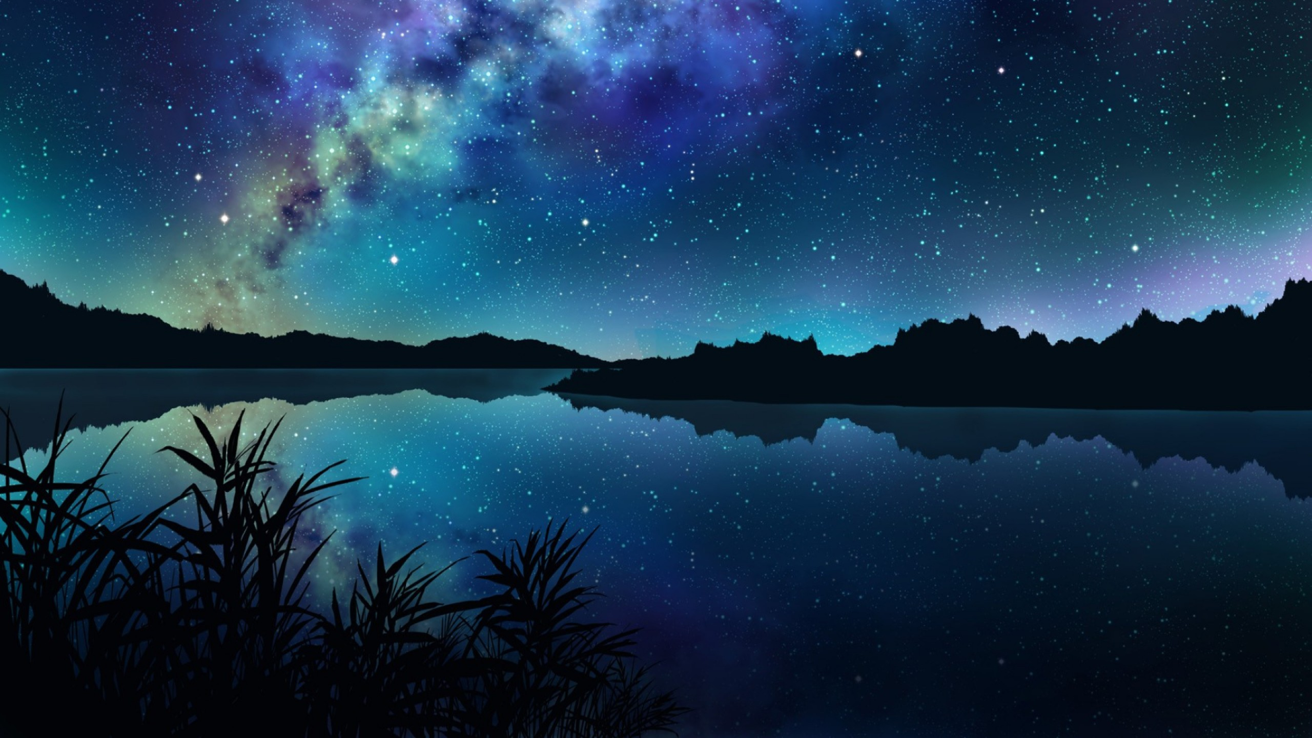 2560x1440 Desktop Starry Night Wallpaper