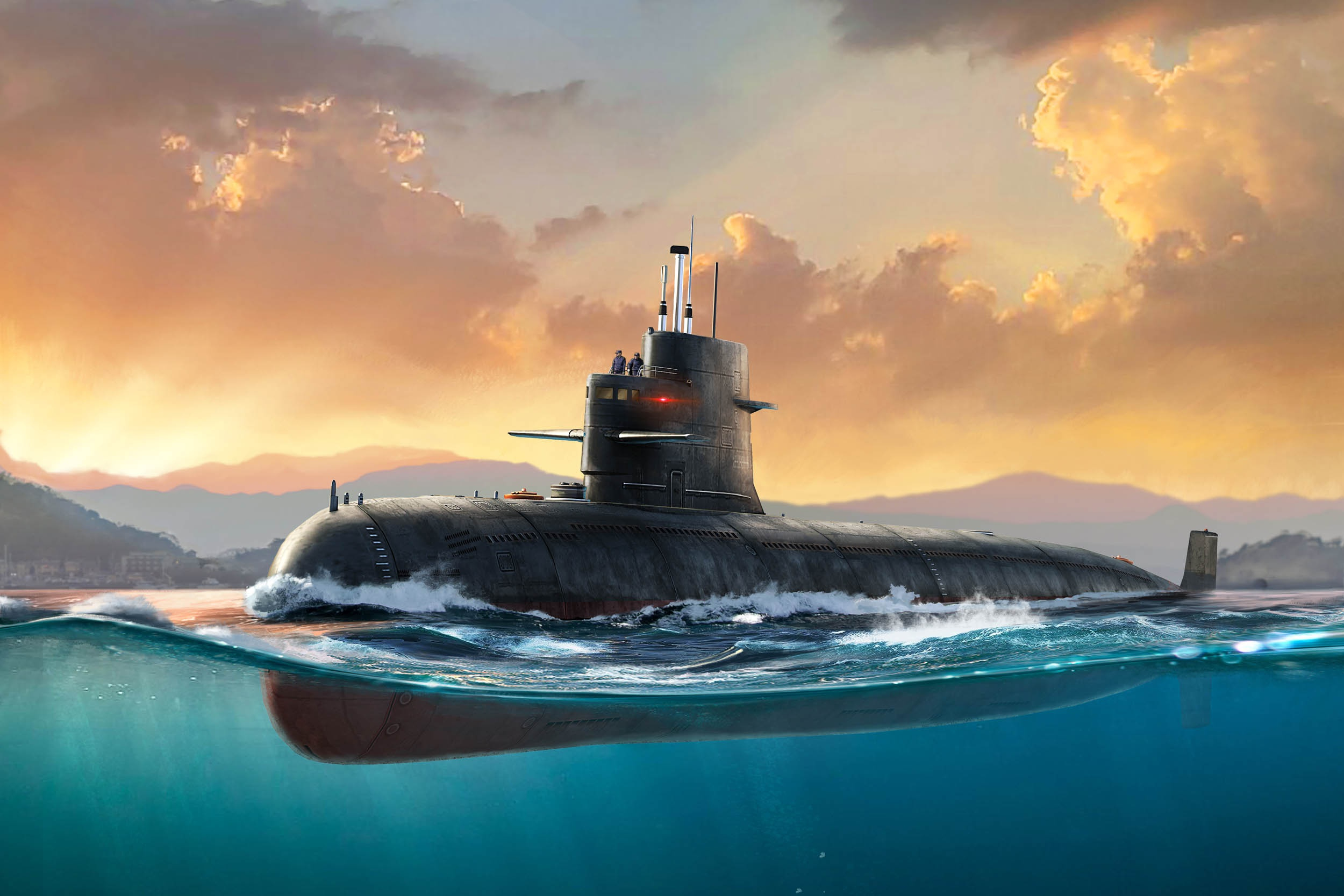 2500x1667 Download wallpaper China, submarine, PLA Navy Type 039 Song Class, section weapon in resoluti