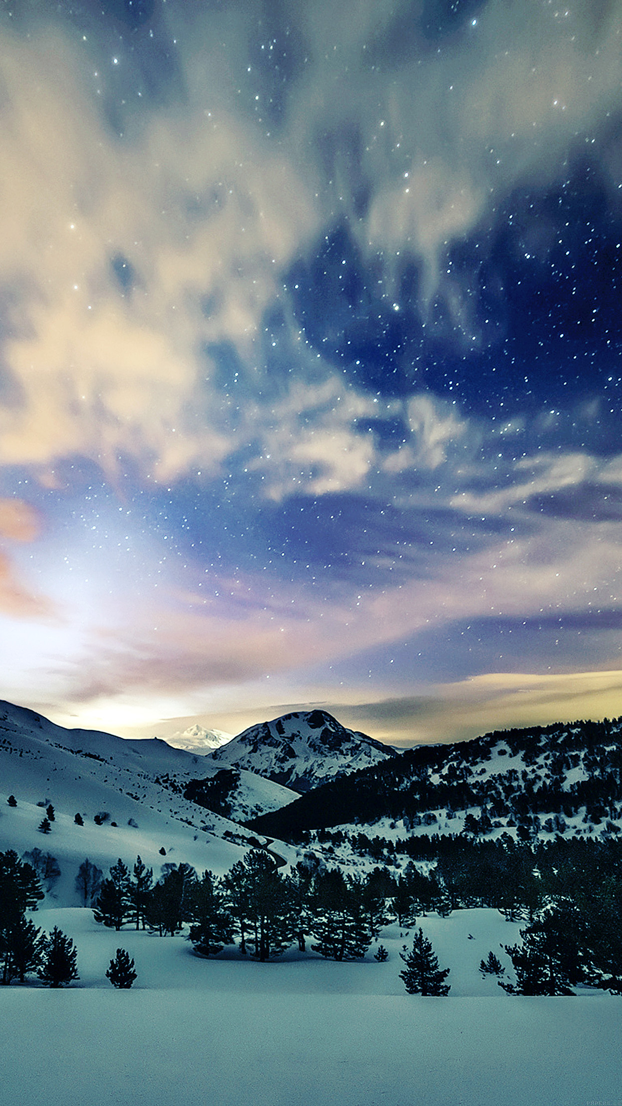 1242x2208 | iPhone11 wallpaper | mk79-aurora-star-sky-snow-nightmountain-winter-nature