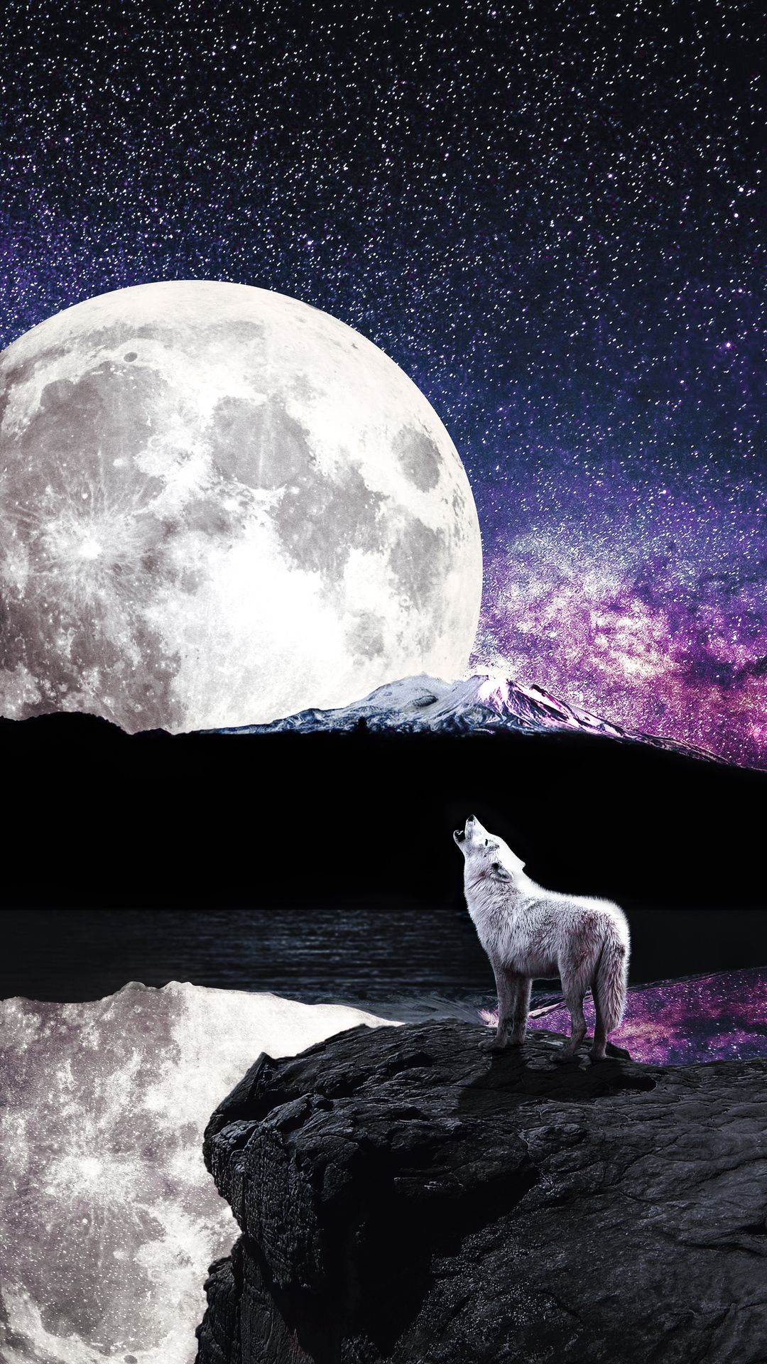 1080x1920 Wolf Moon River In Resolution | Wolf howling at moon, Wolf wallpaper, Wolf painting