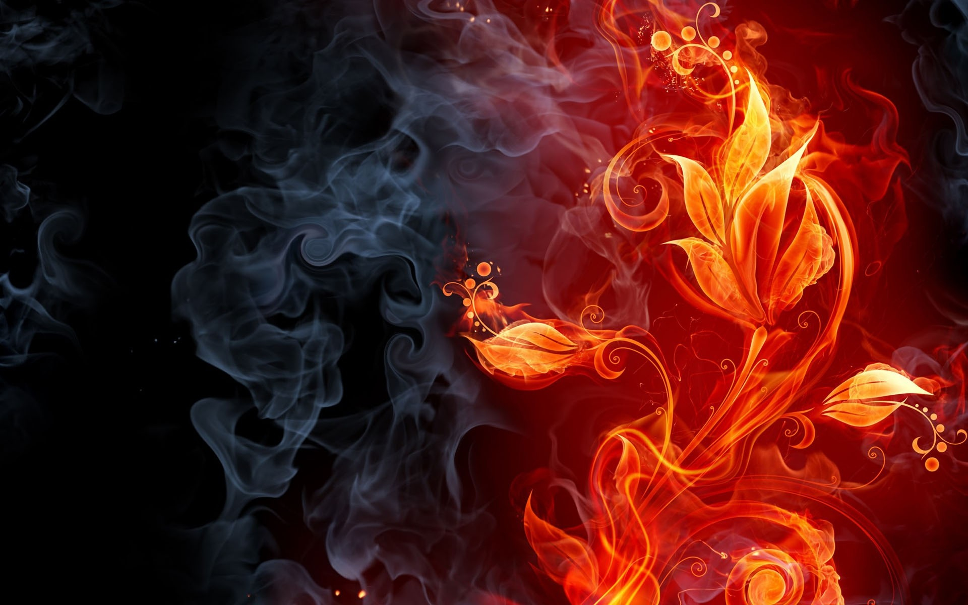 1920x1200 Dark smoke and red fire flame wallpaper